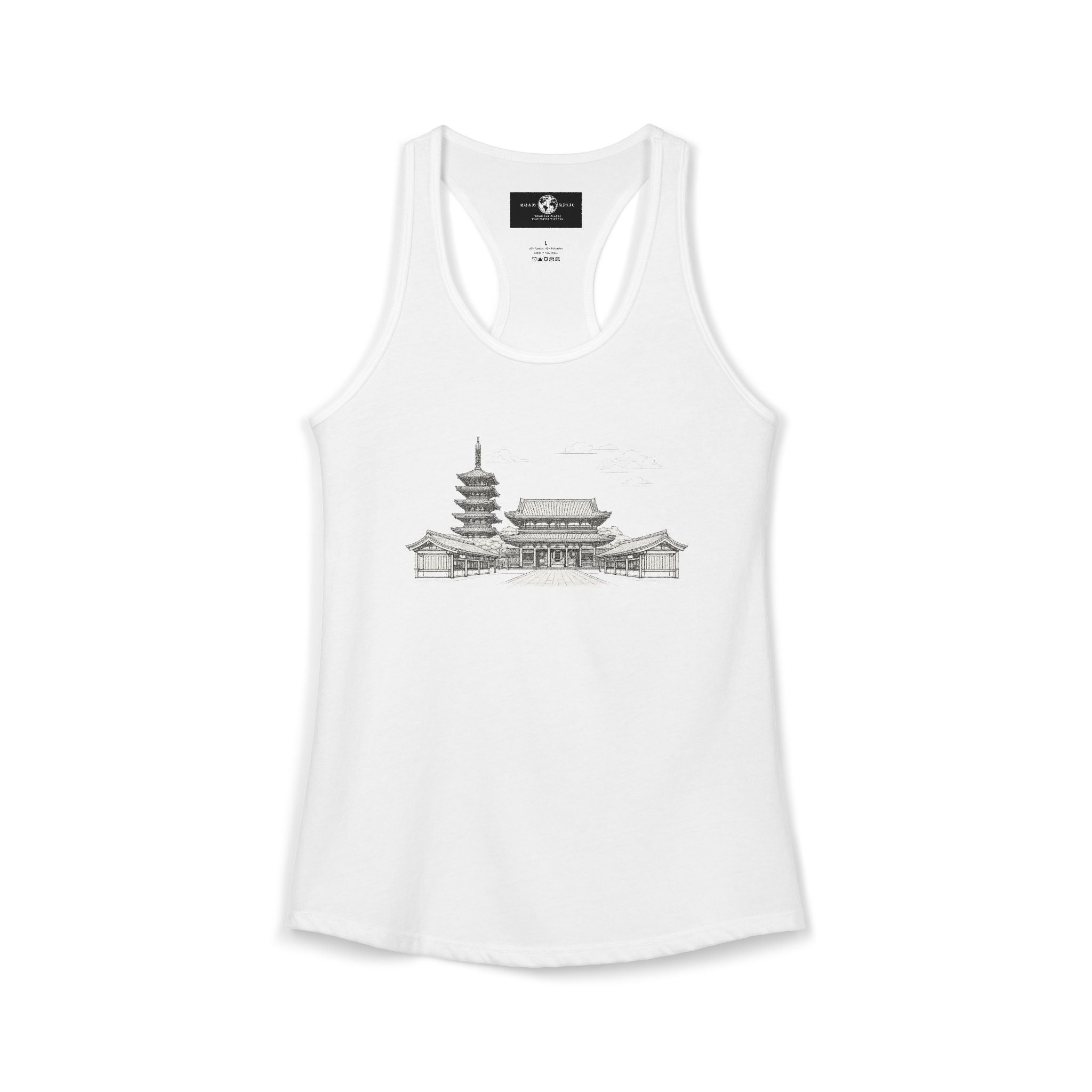 Asakusa Senso-ji Temple Racerback Tank — Minimal Outline Japan Travel Tee