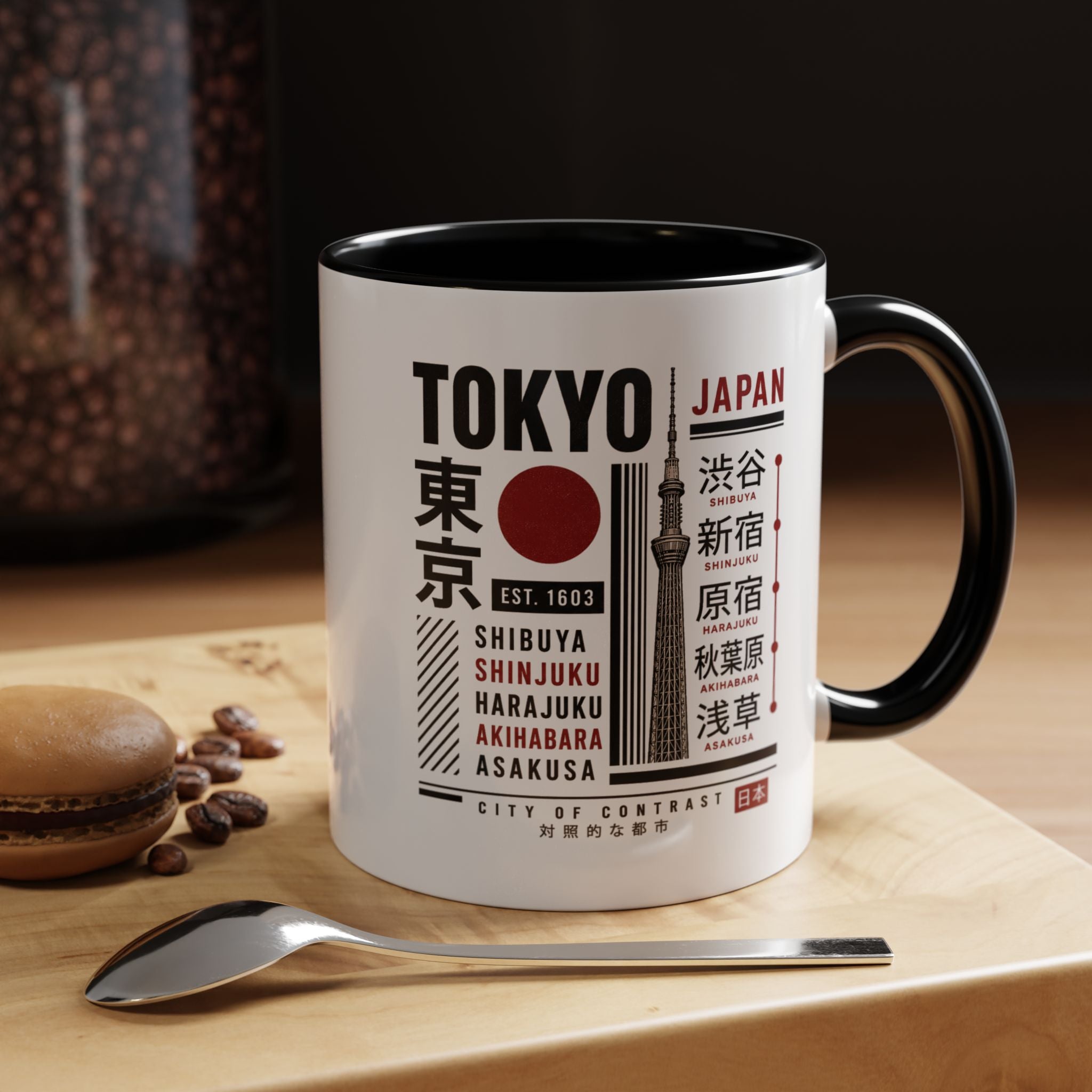 Tokyo Japan Accent Coffee Mug – Shibuya Shinjuku Harajuku Travel Souvenir (11/15oz)