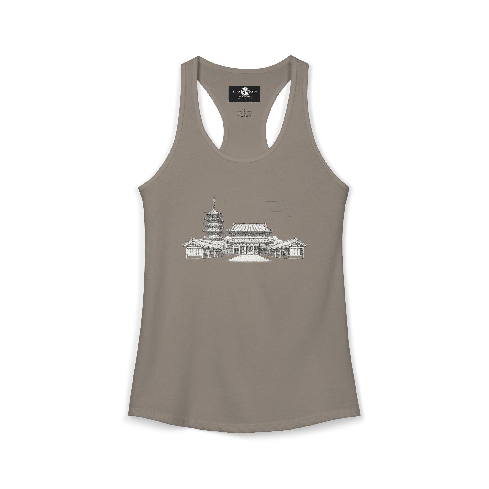 Asakusa Senso-ji Temple Racerback Tank — Minimal Outline Japan Travel Tee