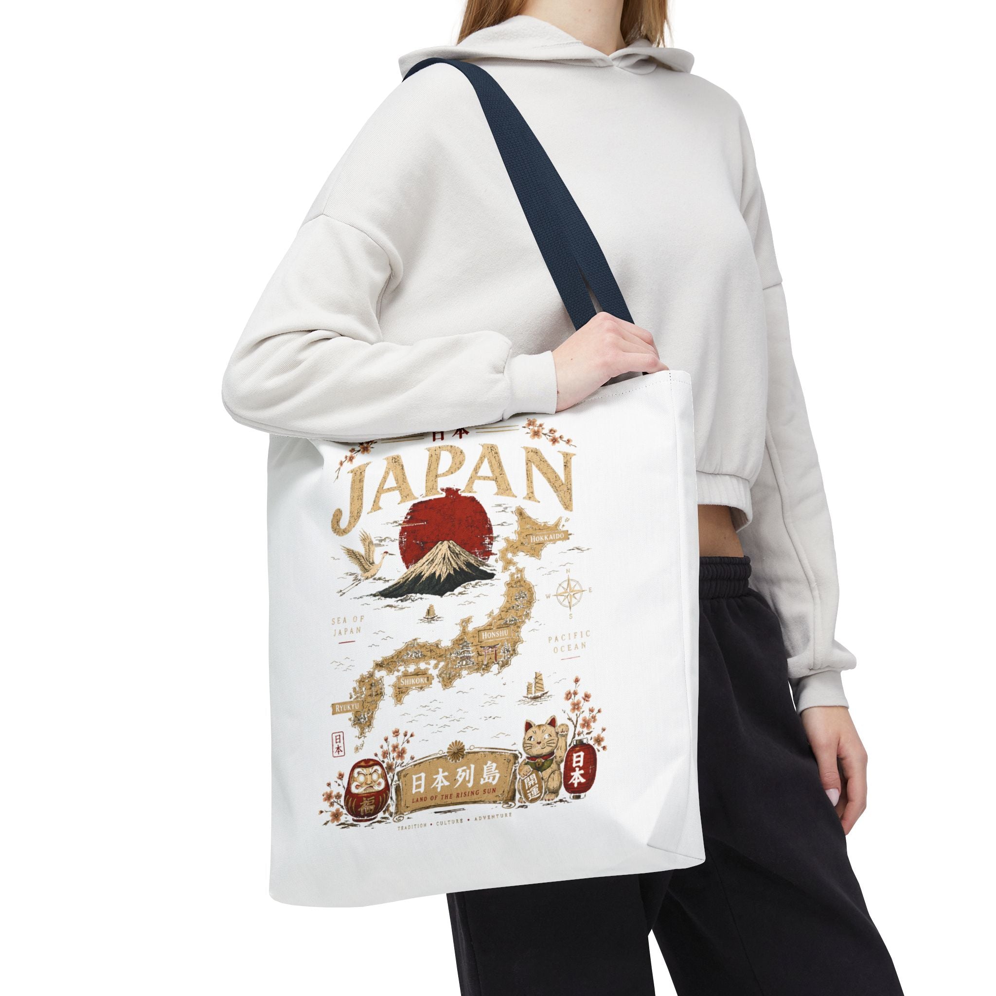 Japan Map Tote Bag – Mount Fuji & Rising Sun Travel Tote