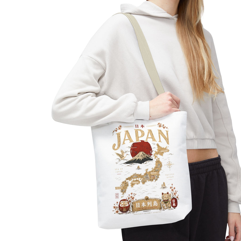 Japan Map Tote Bag – Mount Fuji & Rising Sun Travel Tote