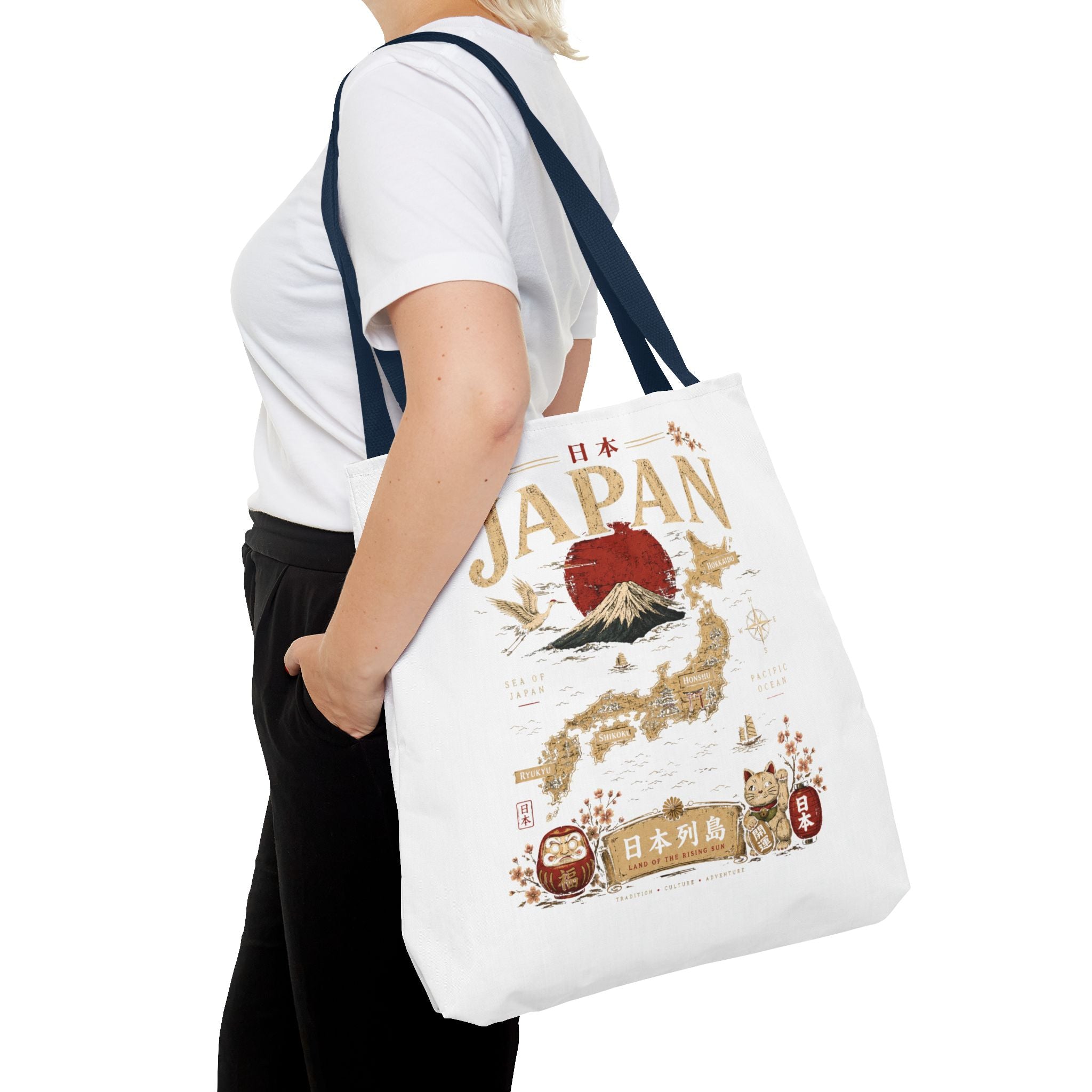 Japan Map Tote Bag – Mount Fuji & Rising Sun Travel Tote