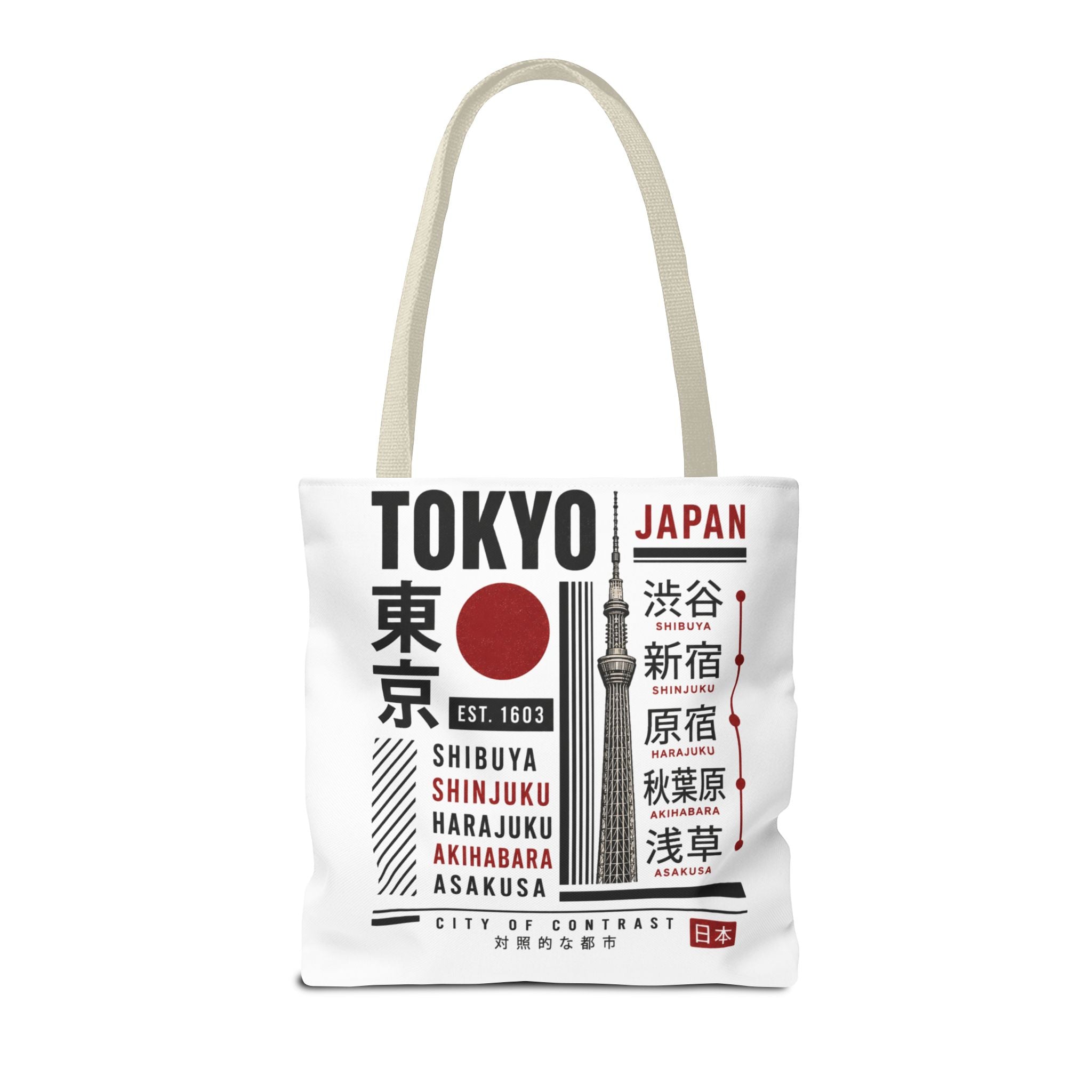 Tokyo Japan Graphic Tote Bag — Shibuya Shinjuku Harajuku Akihabara Asakusa Design