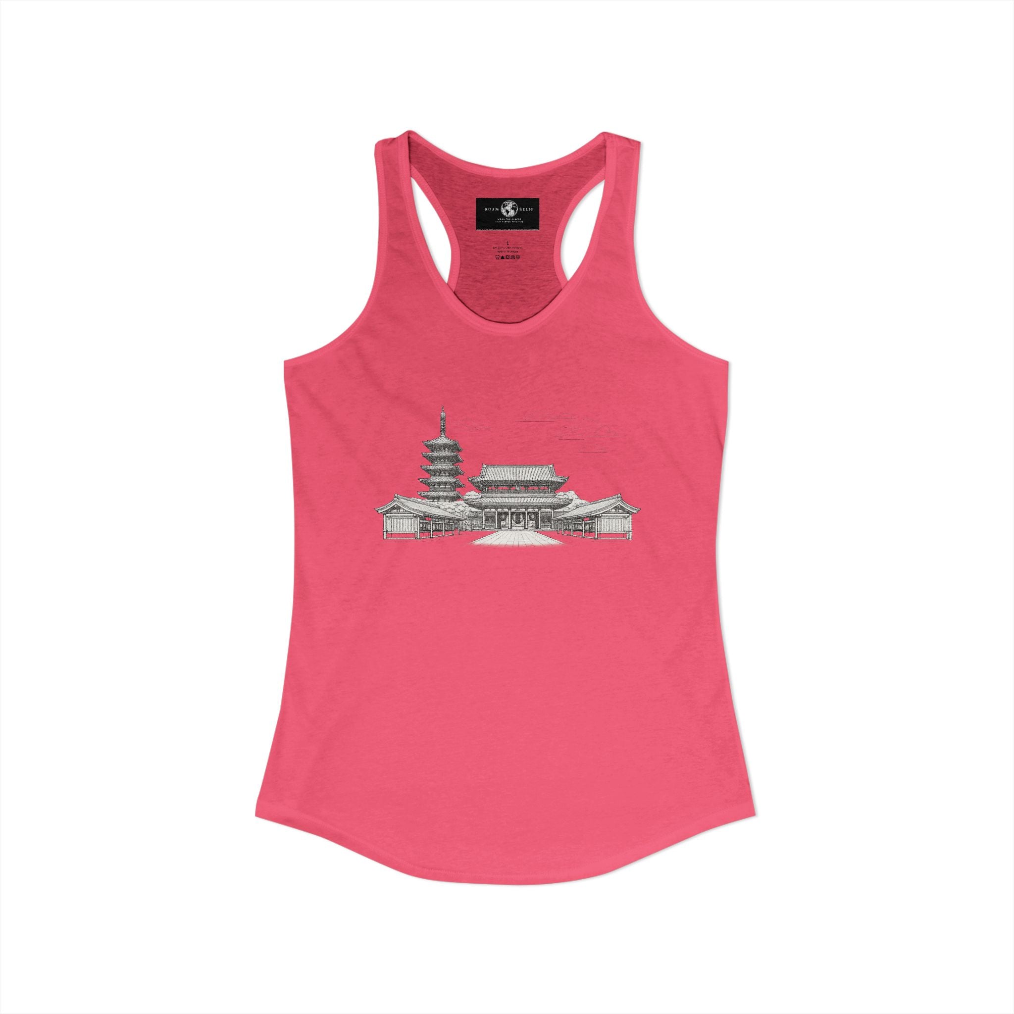 Asakusa Senso-ji Temple Racerback Tank — Minimal Outline Japan Travel Tee
