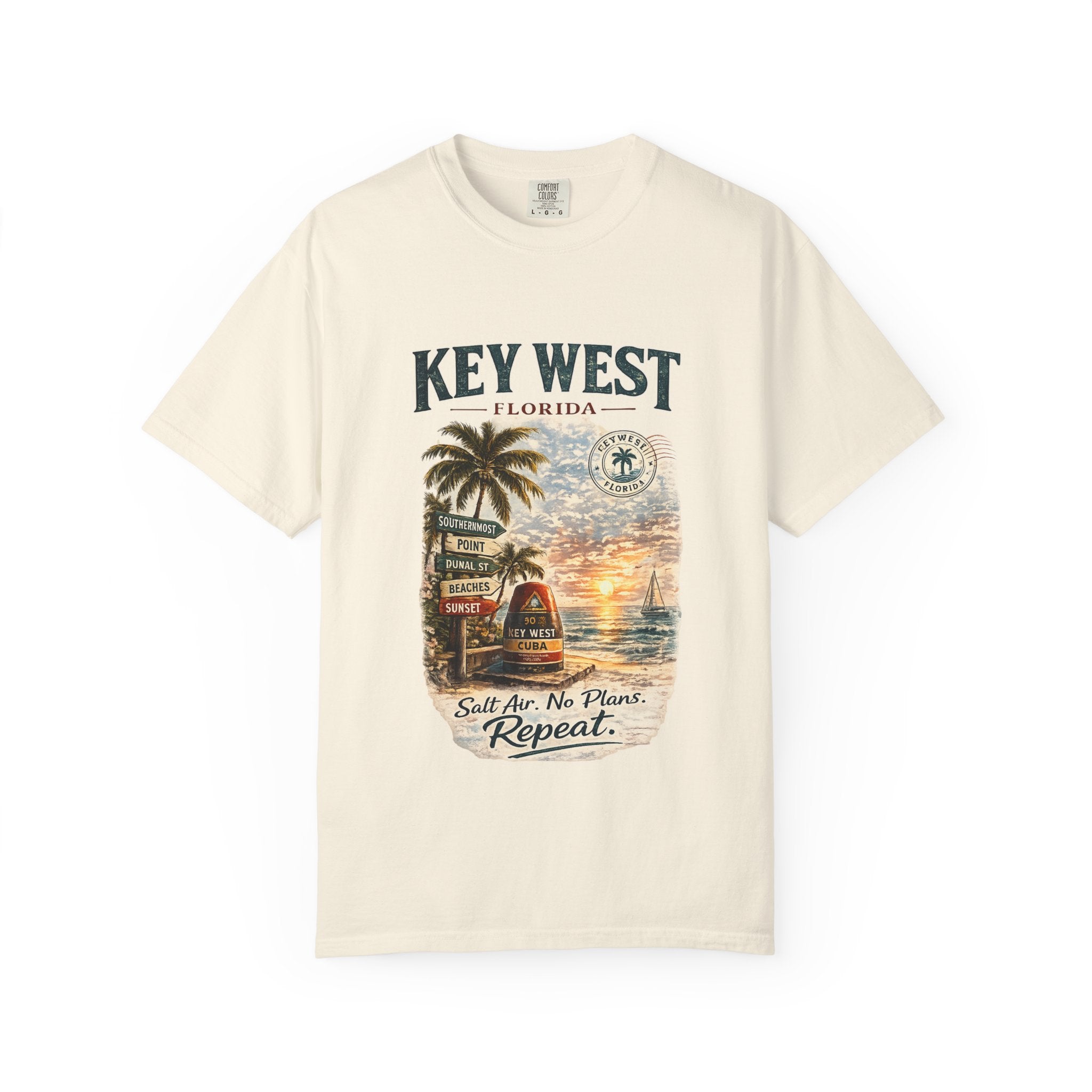Key West Florida Sunset T‑Shirt — "Salt Air, No Plans, Repeat" Beach Tee