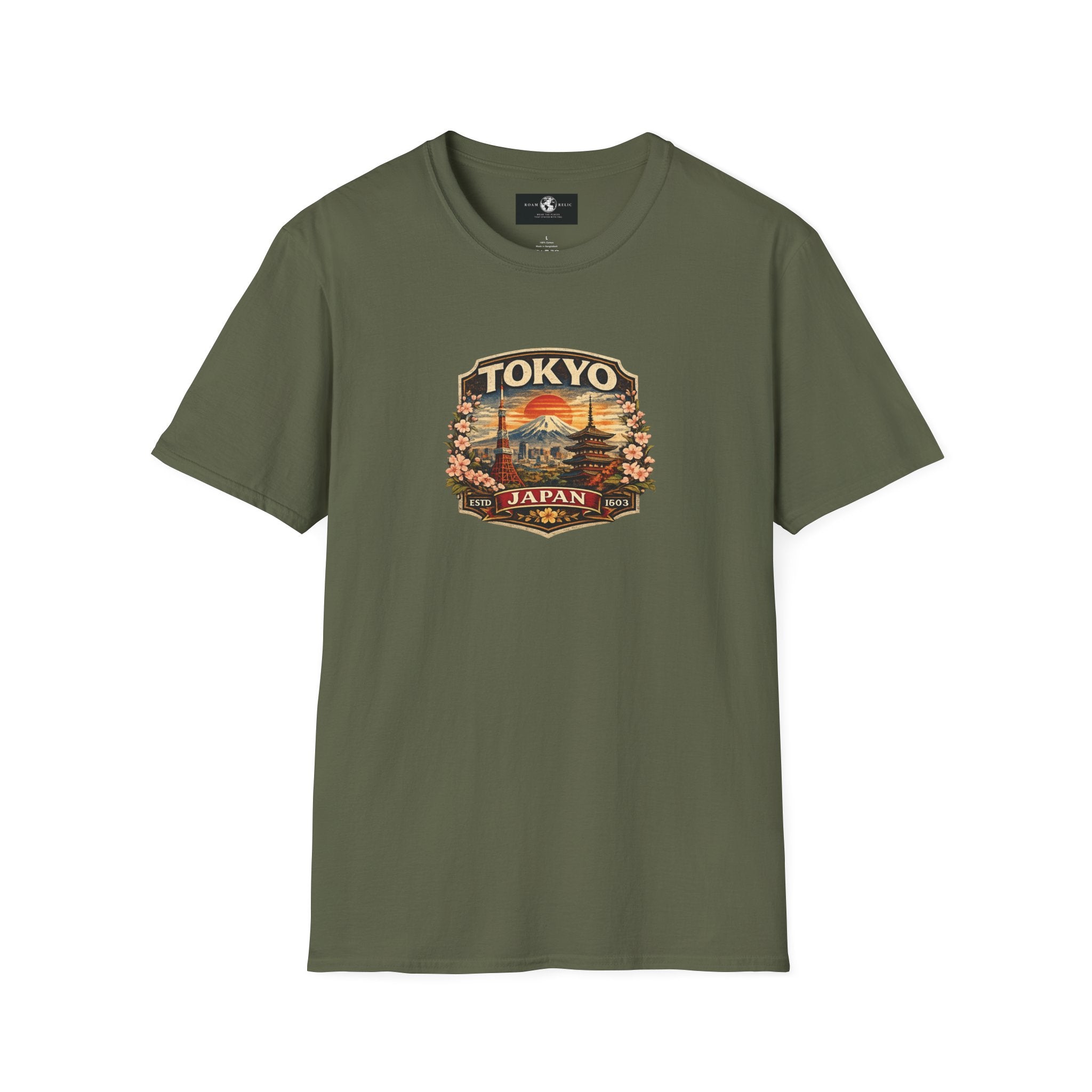 Tokyo Japan Vintage Badge T-Shirt — Mt. Fuji & Pagoda Travel Souvenir Tee