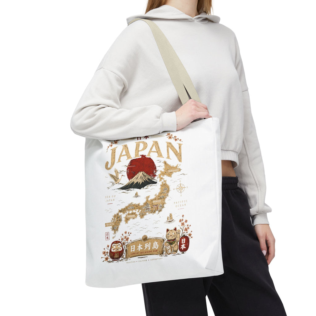 Japan Map Tote Bag – Mount Fuji & Rising Sun Travel Tote
