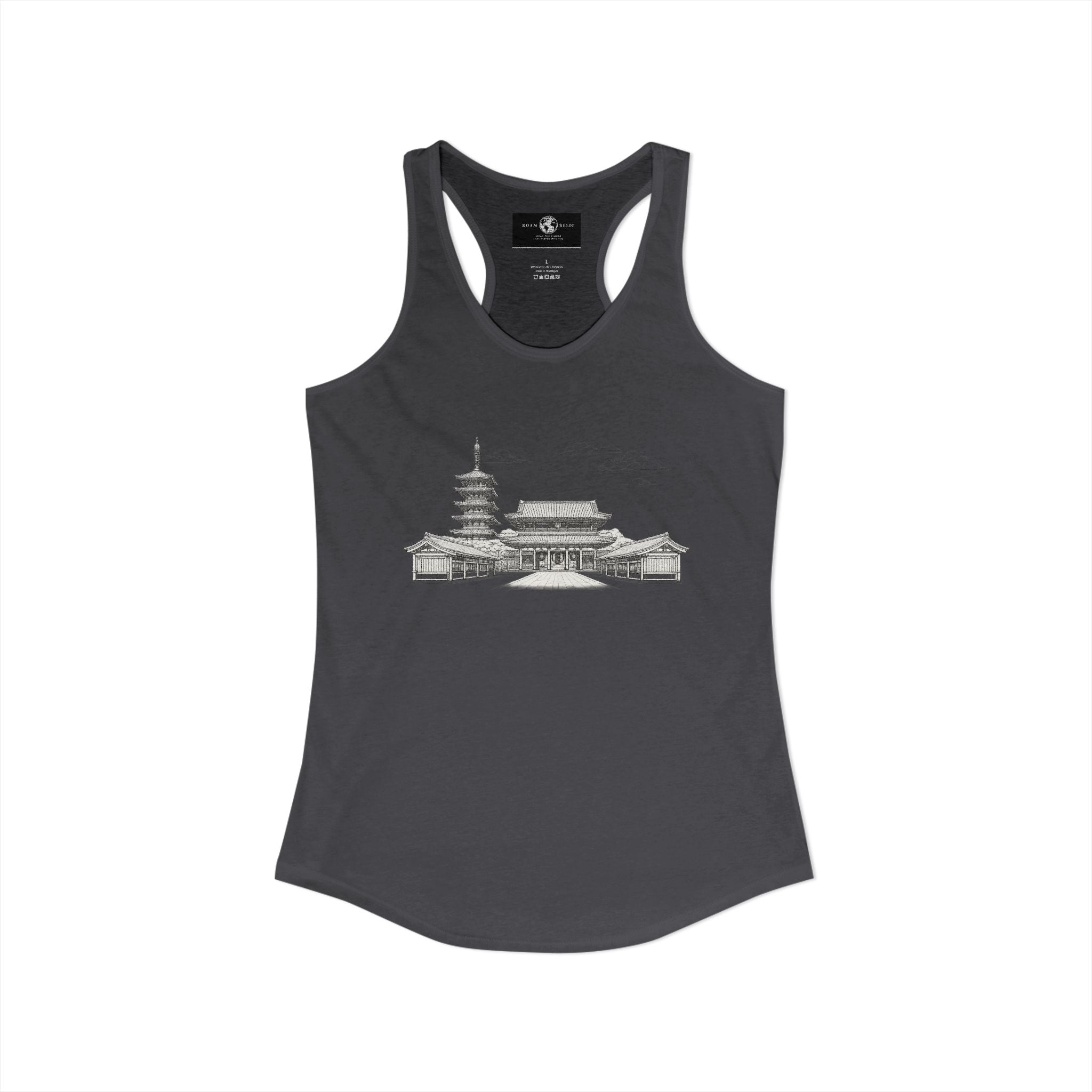 Asakusa Senso-ji Temple Racerback Tank — Minimal Outline Japan Travel Tee