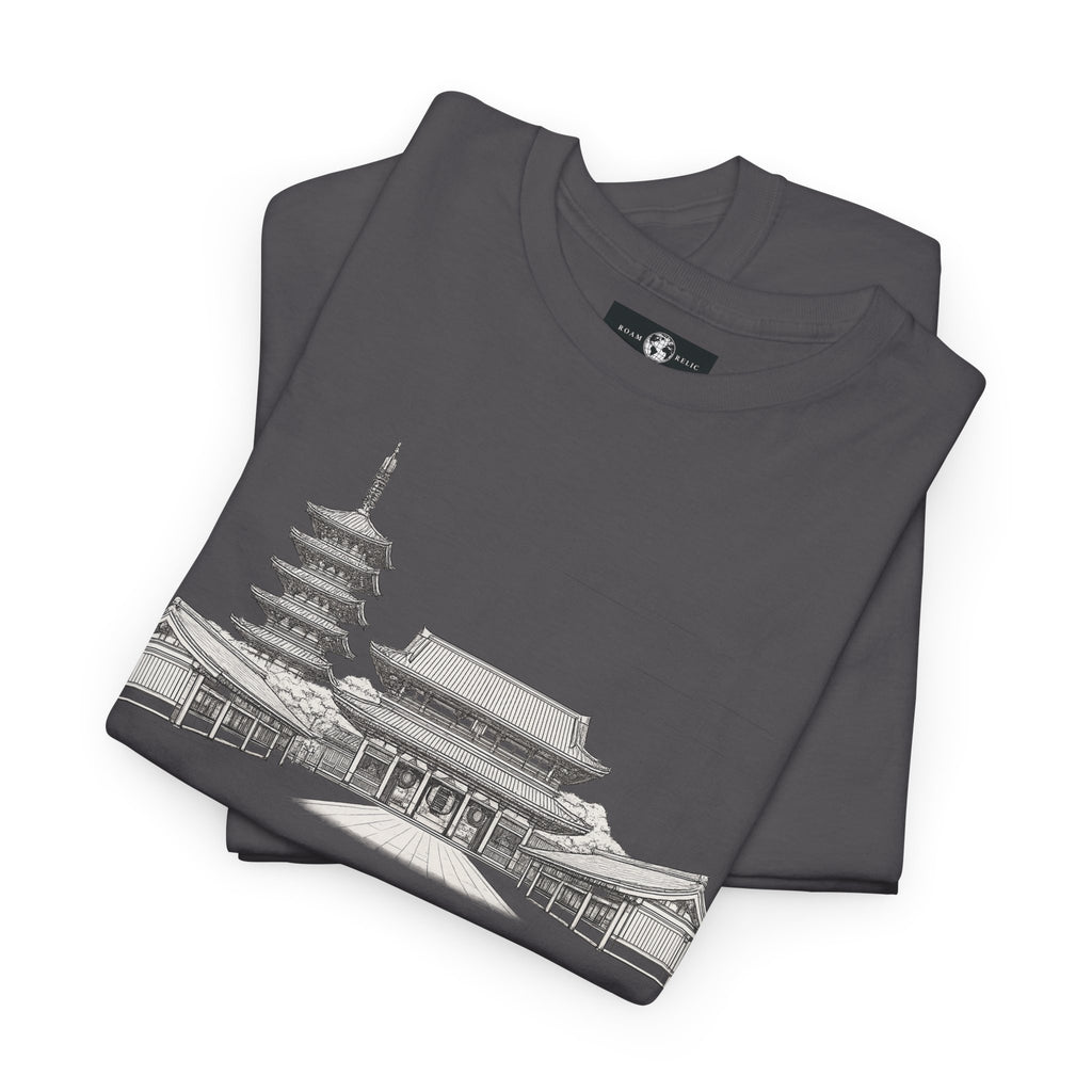 Senso‑ji Temple Outline Tee — Asakusa Japan Travel Graphic Shirt