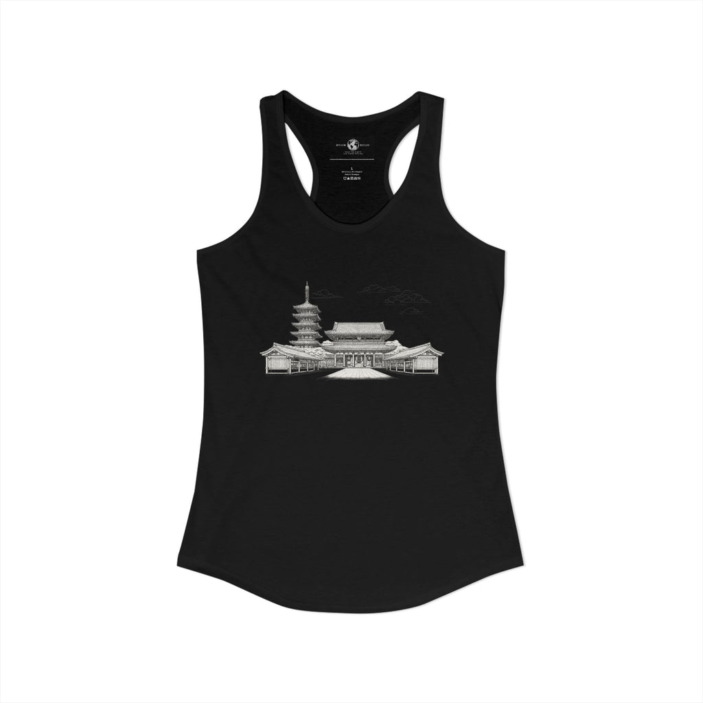 Asakusa Senso-ji Temple Racerback Tank — Minimal Outline Japan Travel Tee