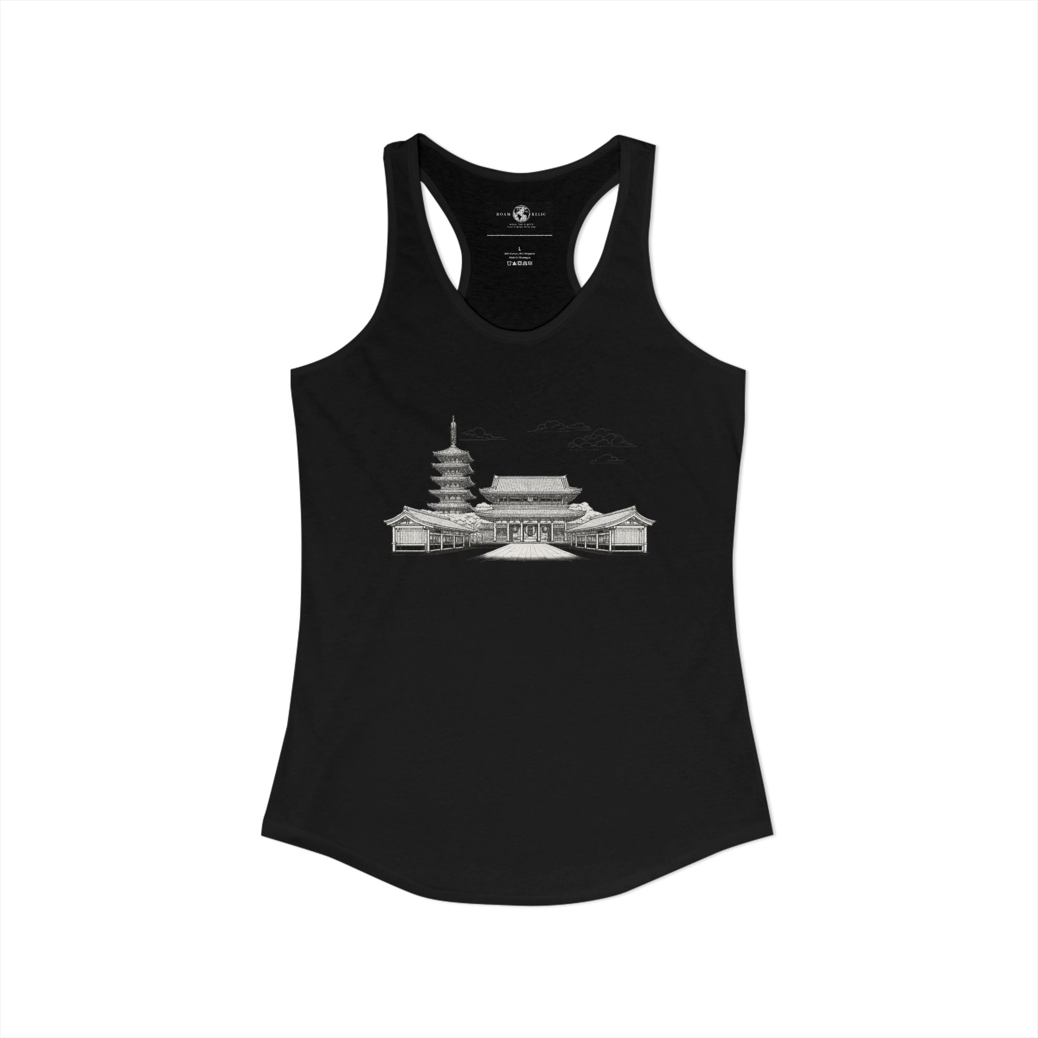 Asakusa Senso-ji Temple Racerback Tank — Minimal Outline Japan Travel Tee