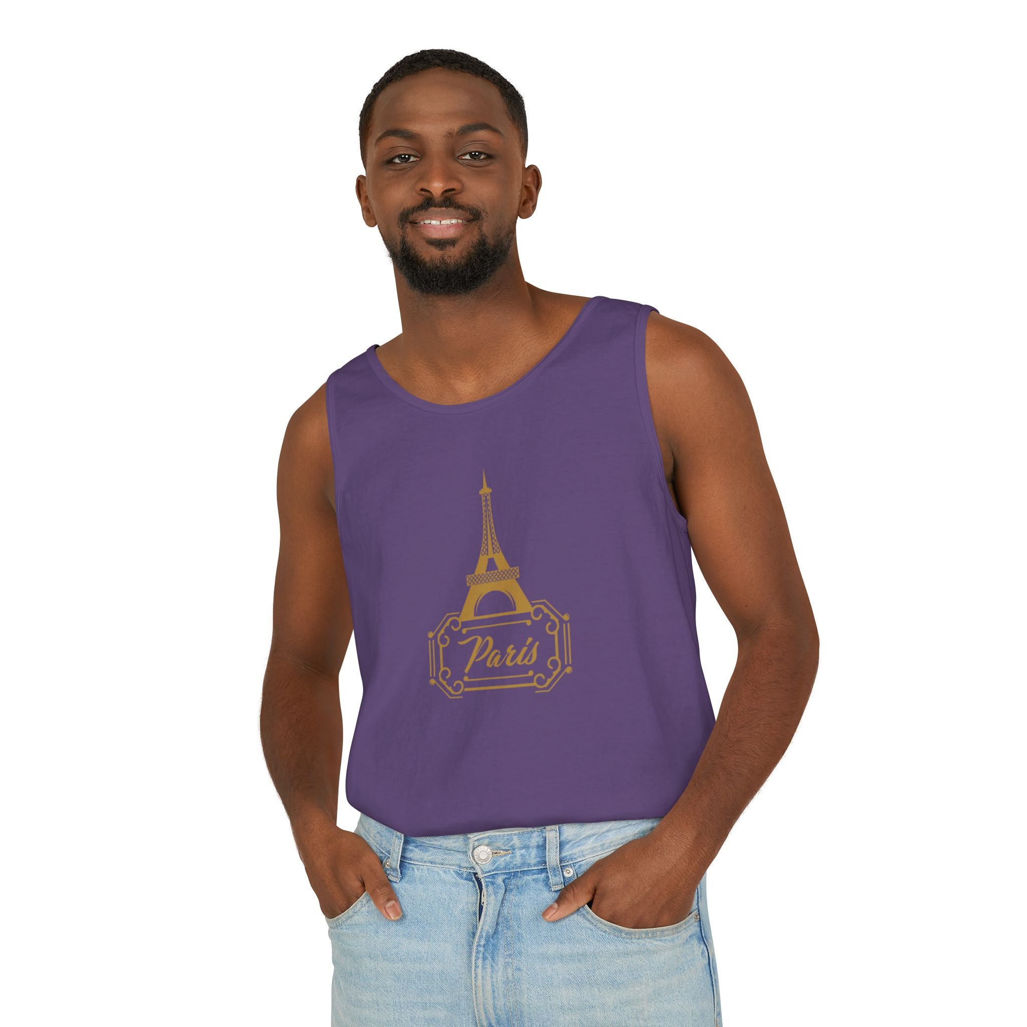 Paris Eiffel Tower Tank Top — Elegant Gold Paris Graphic