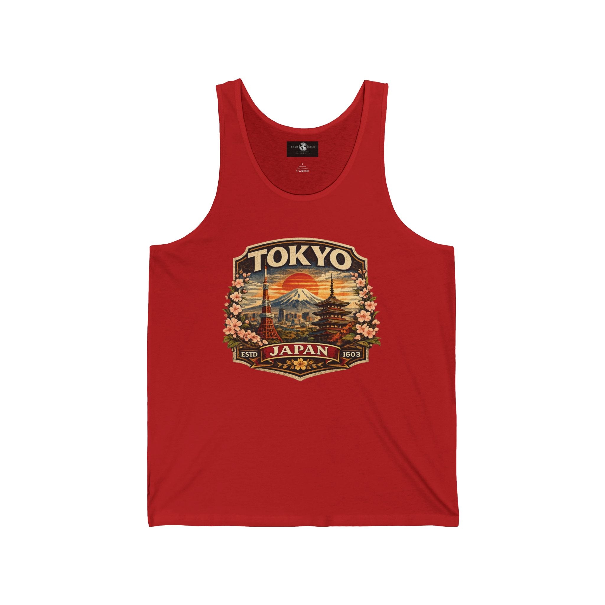 Tokyo Japan Vintage Travel Tank Top — Retro Mt. Fuji & Cherry Blossom Graphic