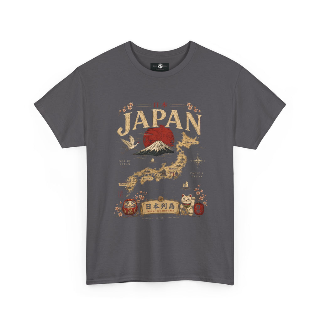 Japan Vintage Graphic Tee — Mount Fuji, Maneki-Neko & Kanji Travel Shirt