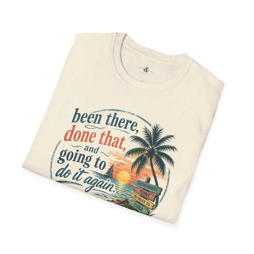 Key West Florida Vintage Sunset T-Shirt — "Been there, done that, and going to do it again" Travel Tee - Personalize with Custom Text