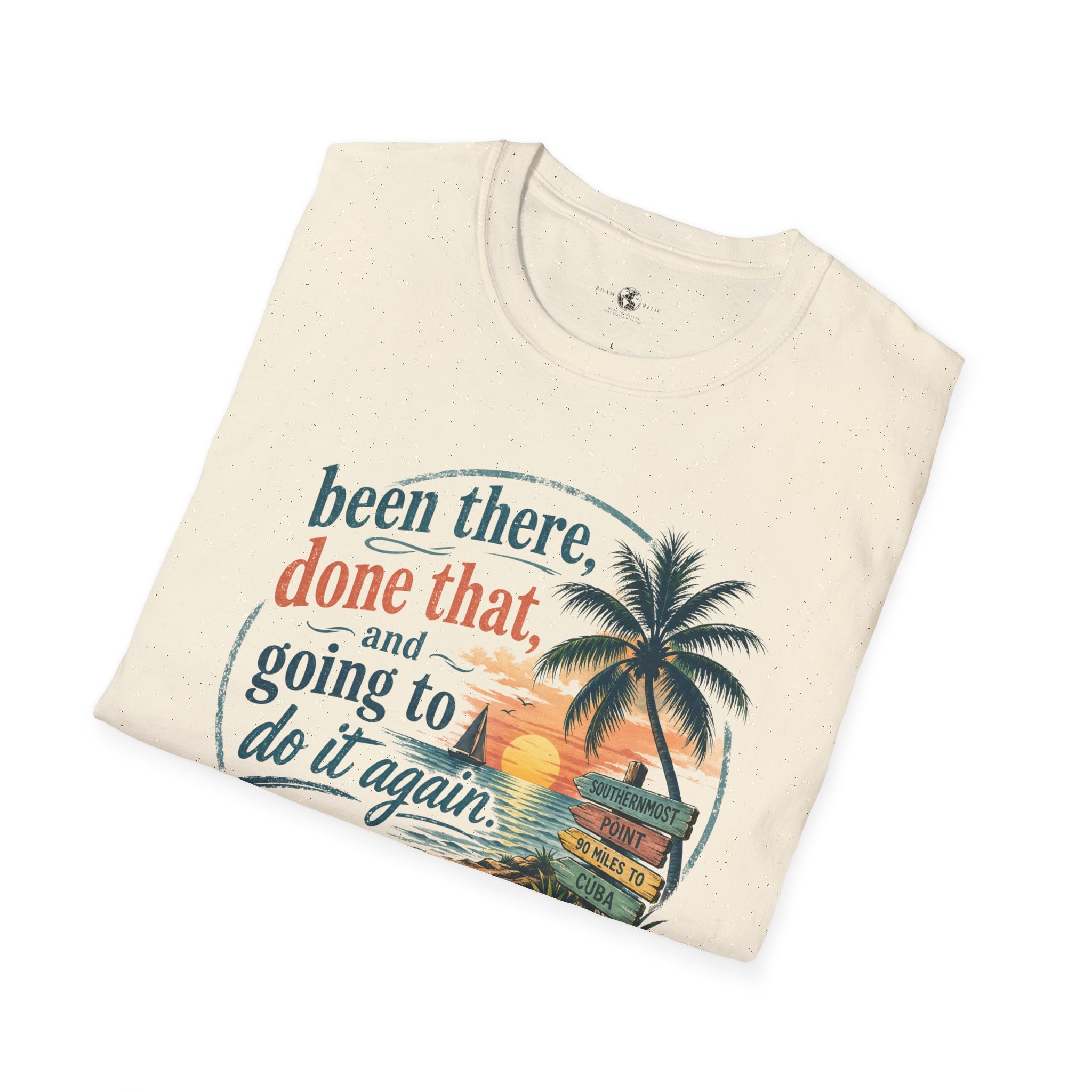 Key West Florida Vintage Sunset T-Shirt — "Been there, done that, and going to do it again" Travel Tee - Personalize with Custom Text