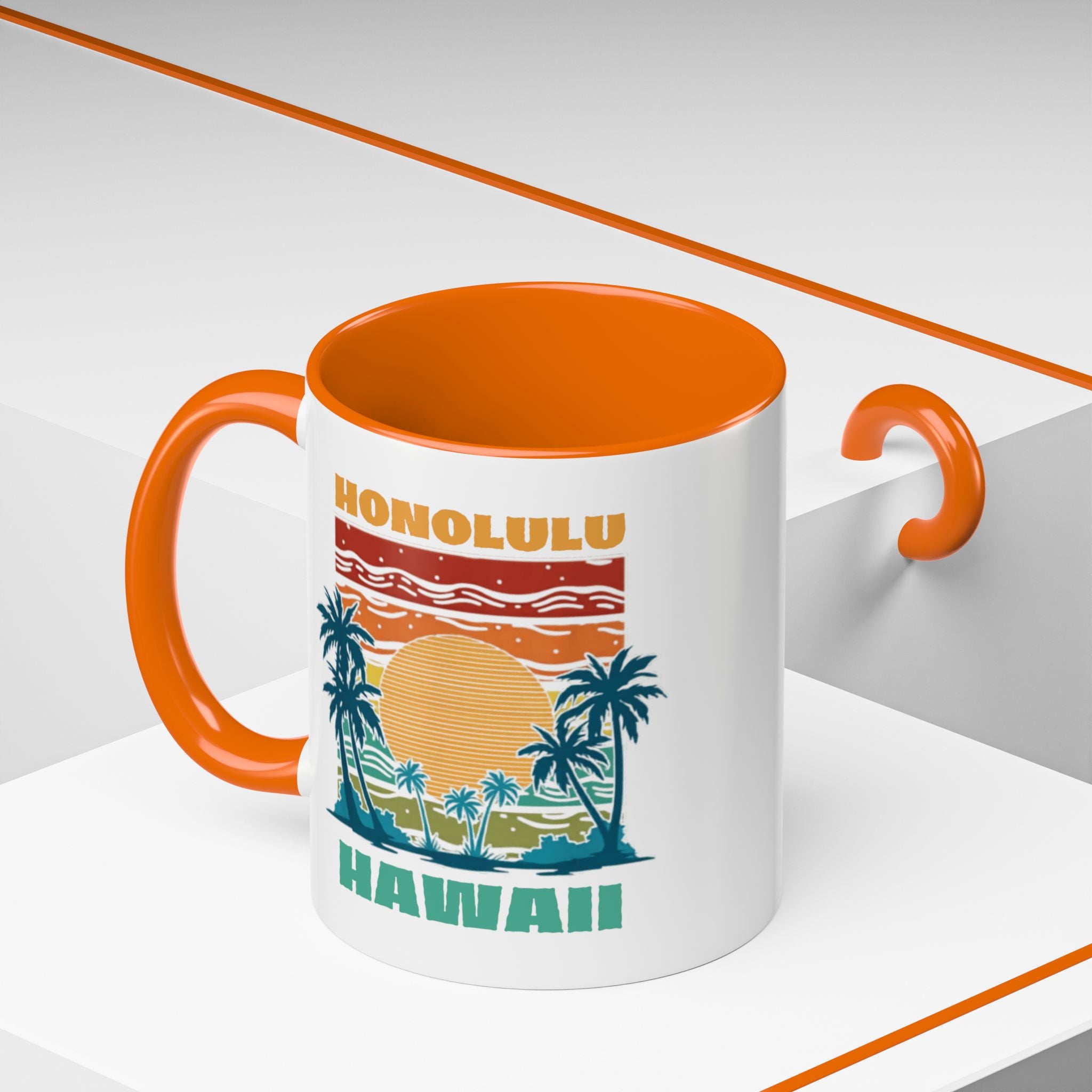 Honolulu Hawaii Vintage Sunset Coffee Mug (11/15oz)