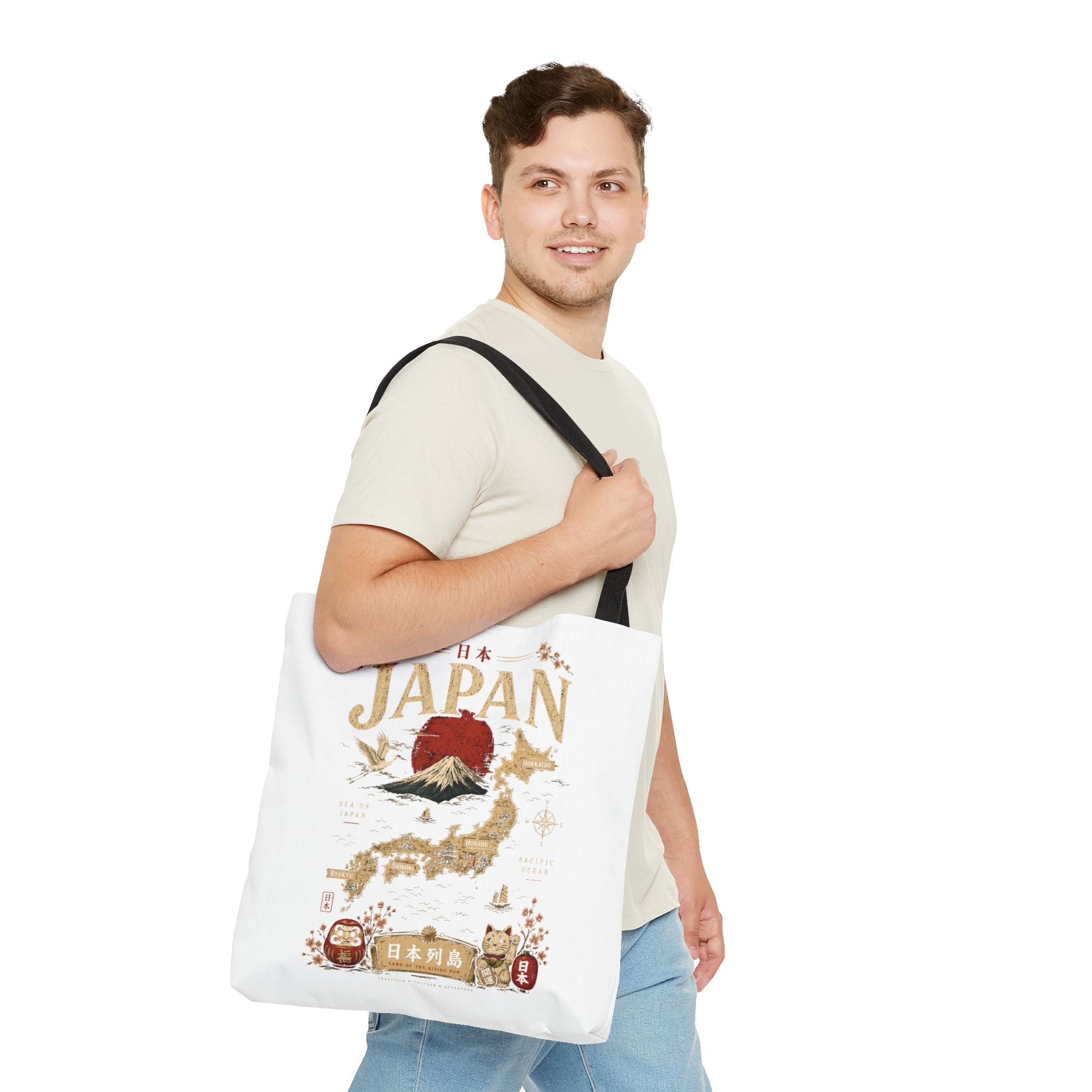 Japan Map Tote Bag – Mount Fuji & Rising Sun Travel Tote