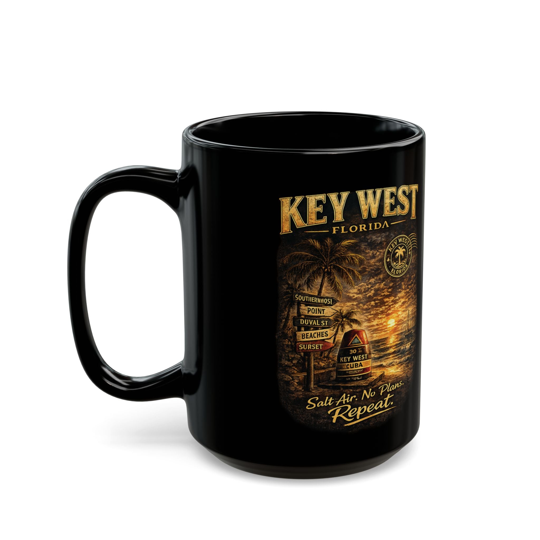 Key West Florida Mug — "Salt Air. No Plans. Repeat." (11oz/15oz)