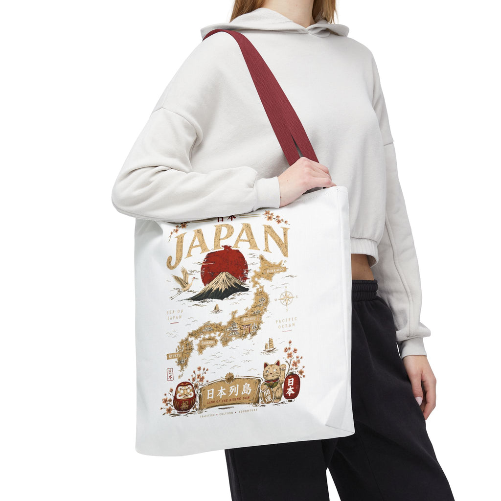Japan Map Tote Bag – Mount Fuji & Rising Sun Travel Tote