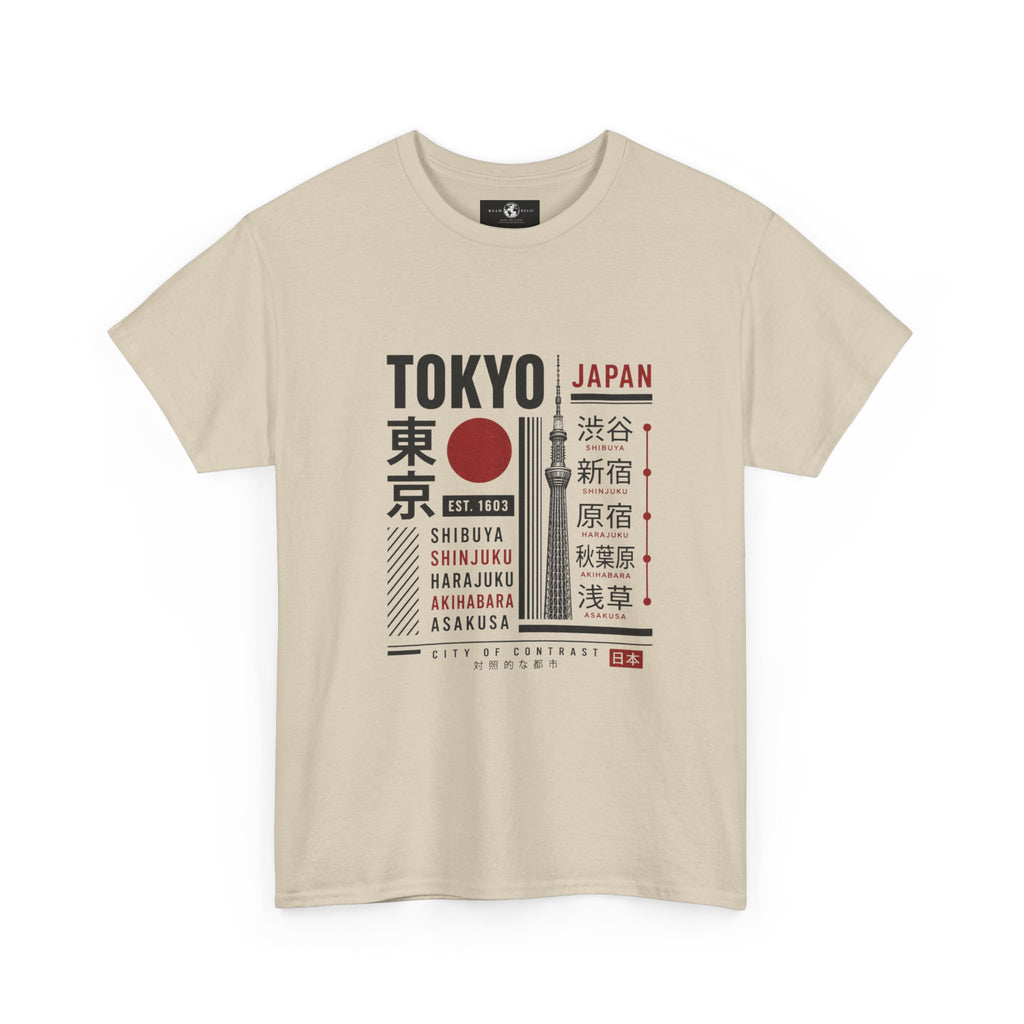 Tokyo Japan Graphic T-Shirt – Kanji City Names & Red Sun Travel Tee