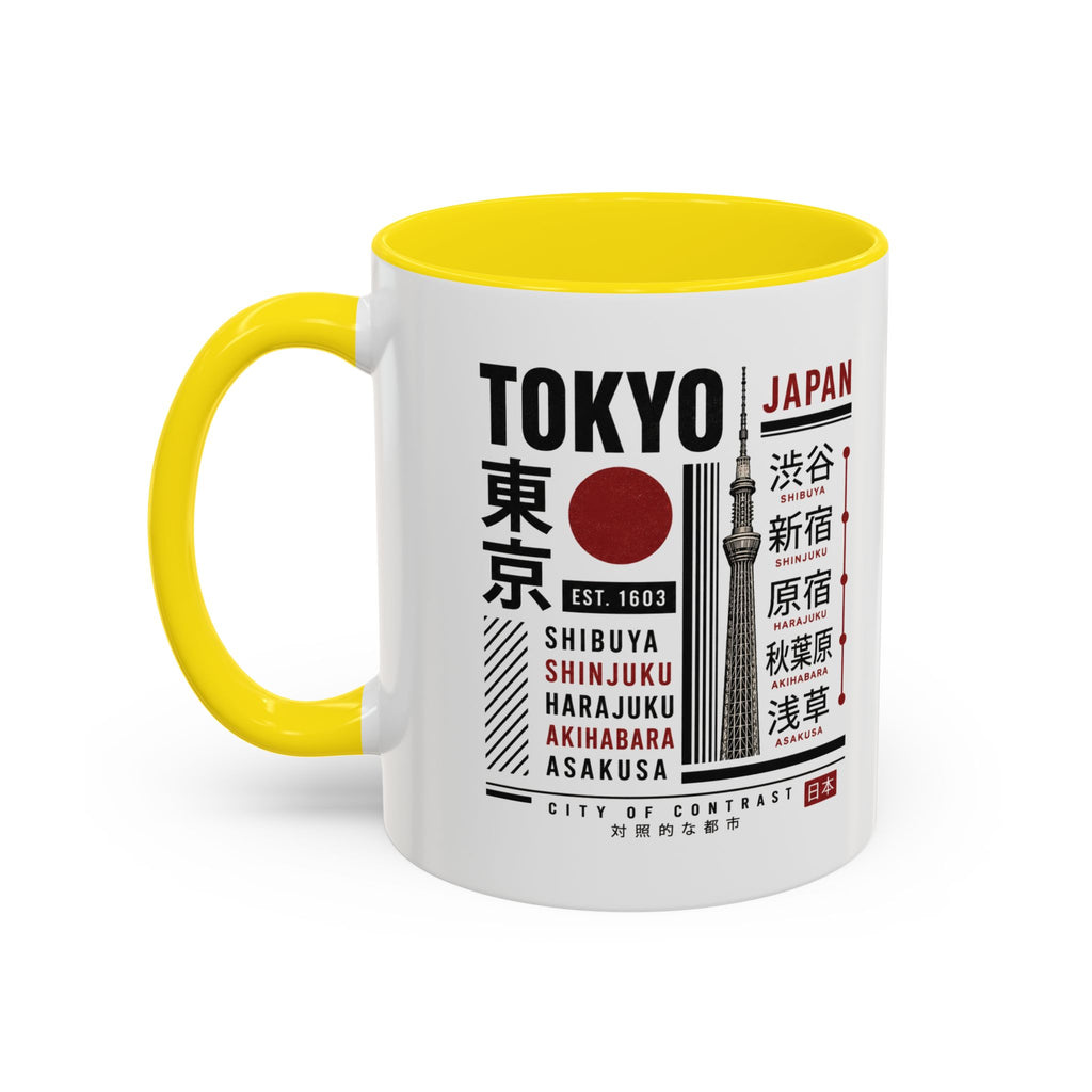 Tokyo Japan Accent Coffee Mug – Shibuya Shinjuku Harajuku Travel Souvenir (11/15oz)