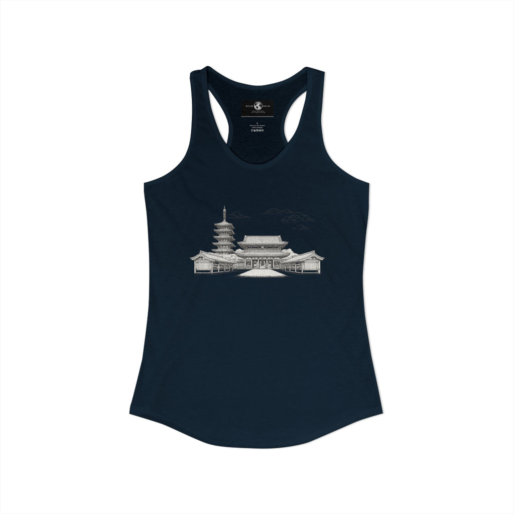 Asakusa Senso-ji Temple Racerback Tank — Minimal Outline Japan Travel Tee