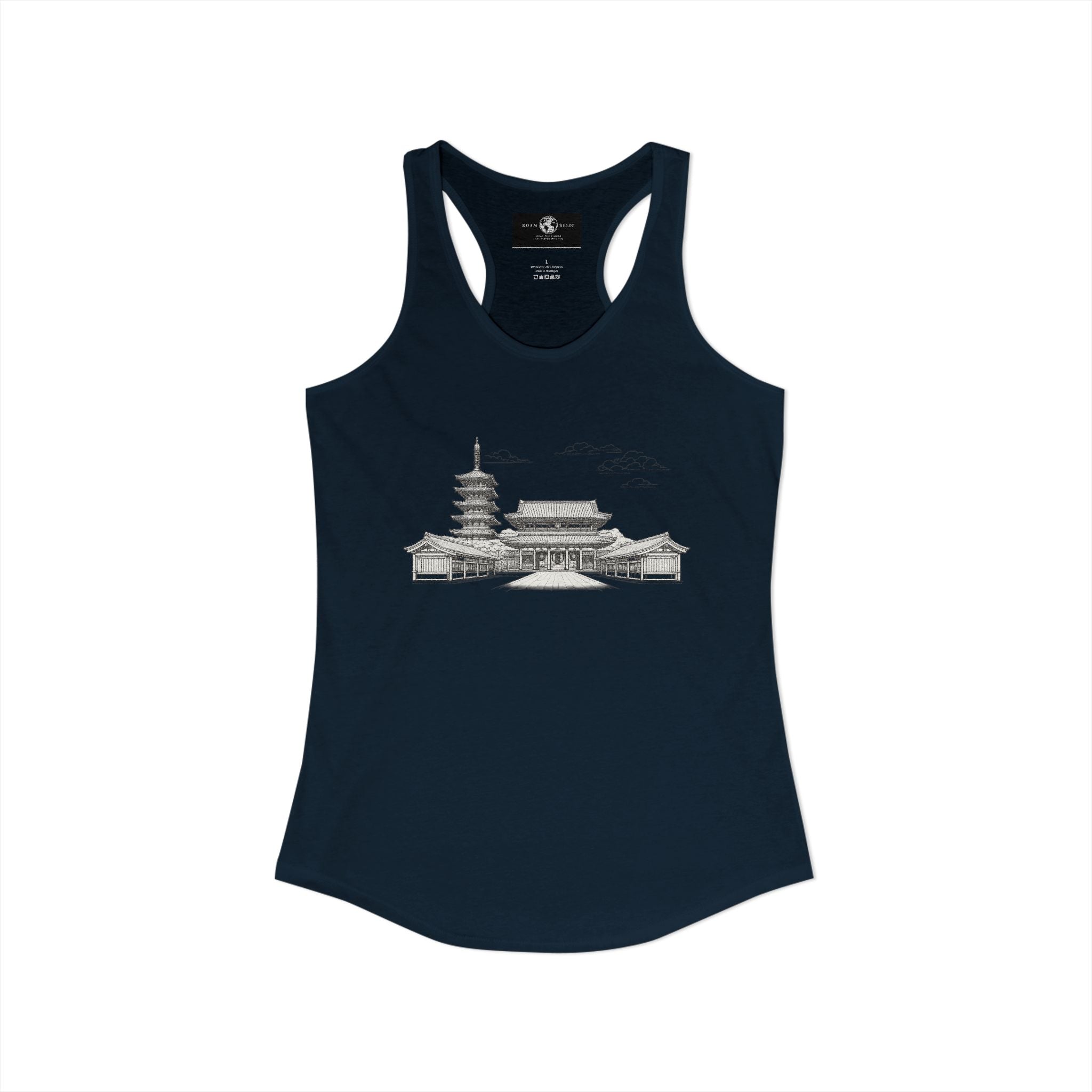 Asakusa Senso-ji Temple Racerback Tank — Minimal Outline Japan Travel Tee