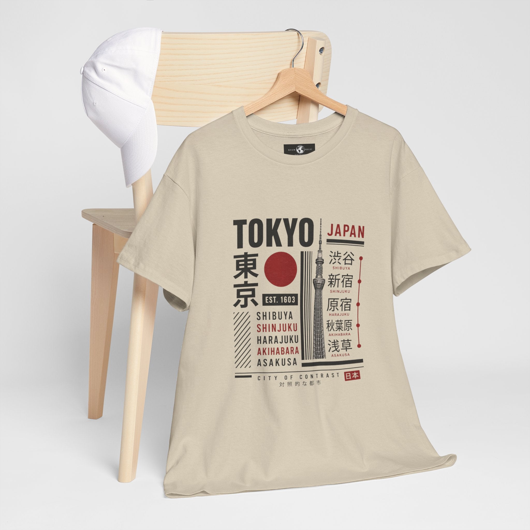 Tokyo Japan Graphic T-Shirt – Kanji City Names & Red Sun Travel Tee