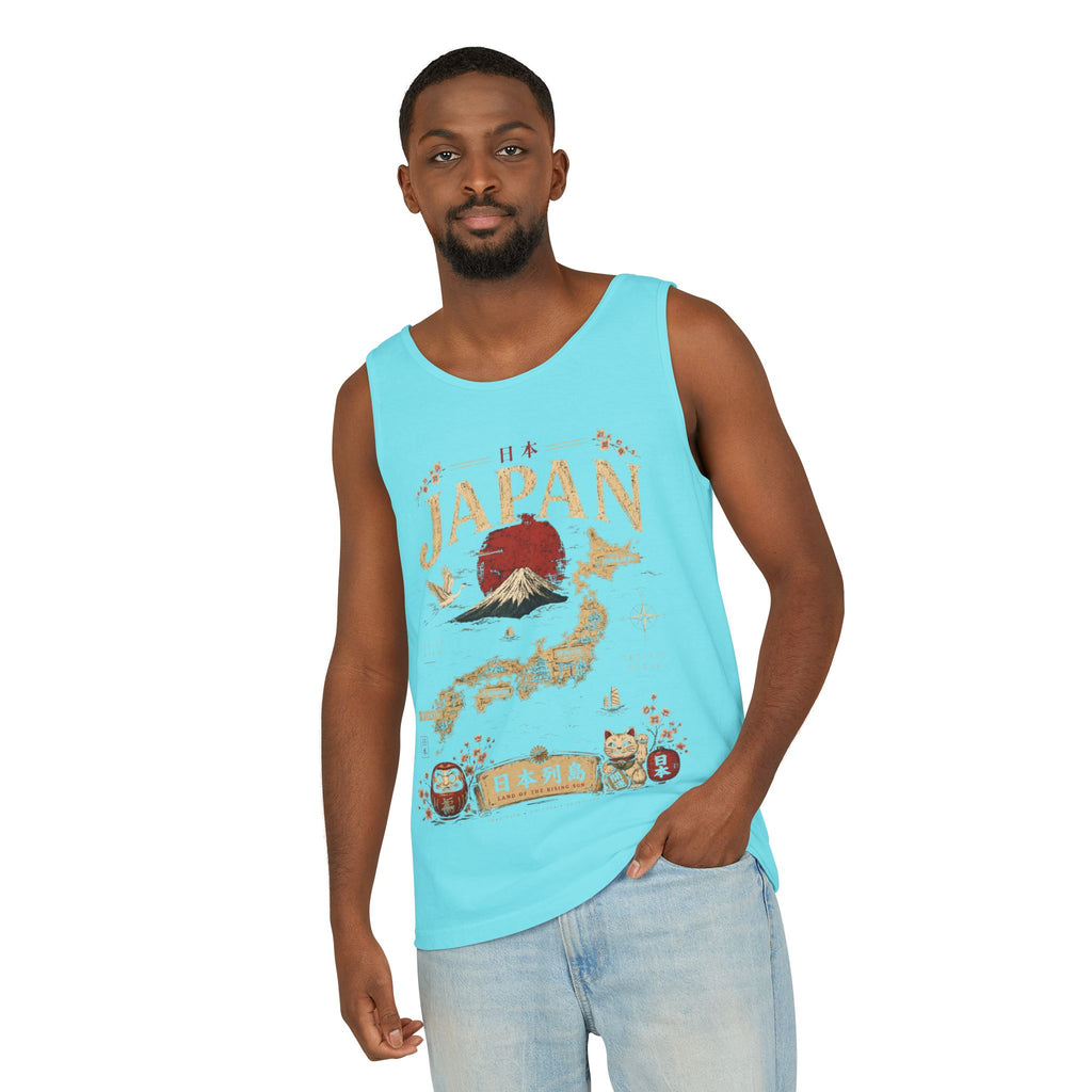 Japan Vintage Travel Tank Top — Mount Fuji & Lucky Cat Graphic