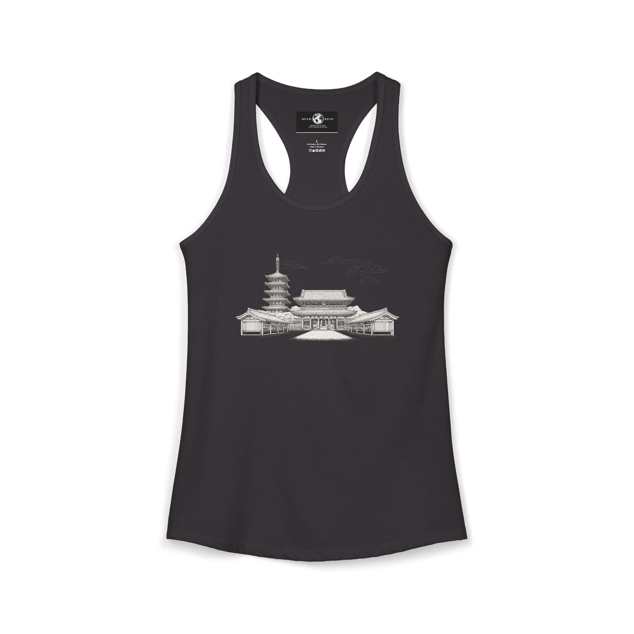 Asakusa Senso-ji Temple Racerback Tank — Minimal Outline Japan Travel Tee