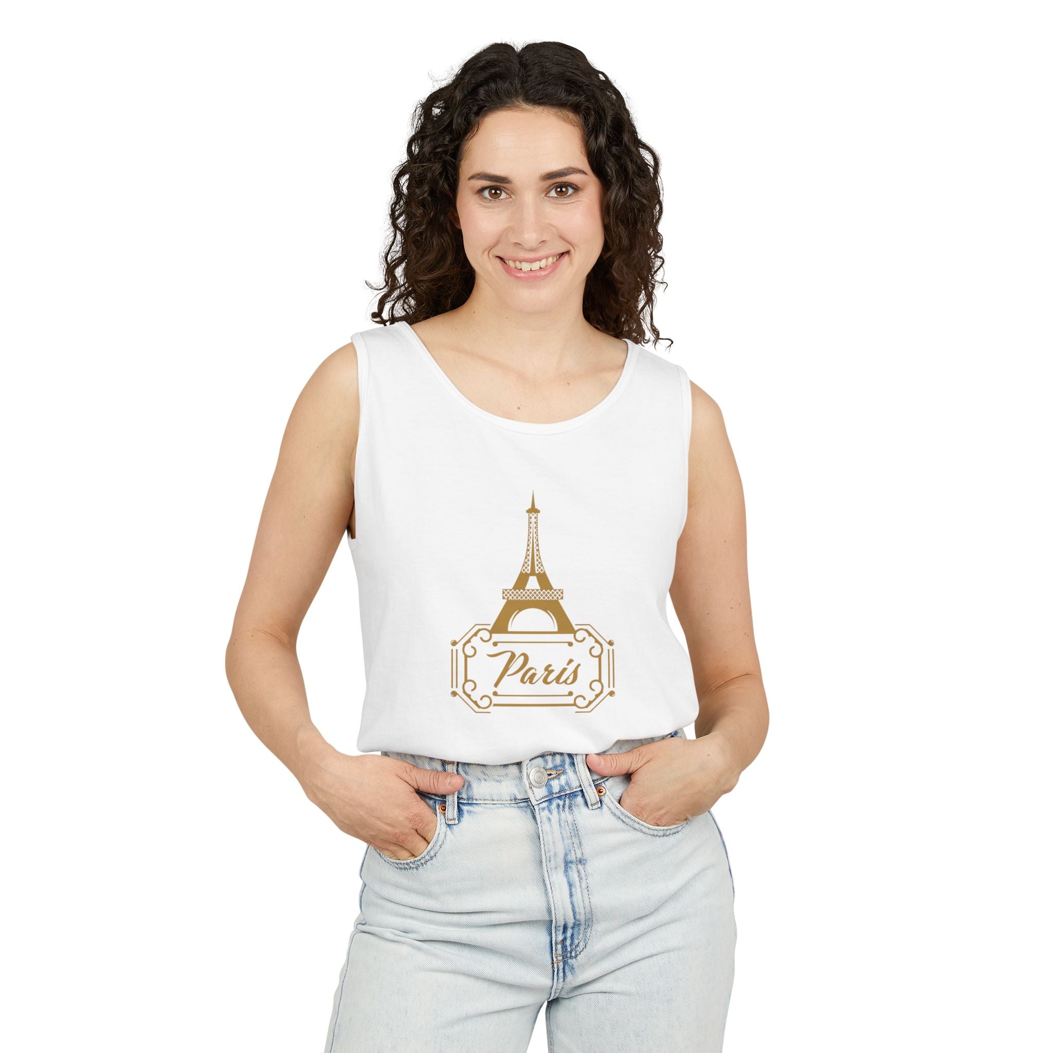 Paris Eiffel Tower Tank Top — Elegant Gold Paris Graphic