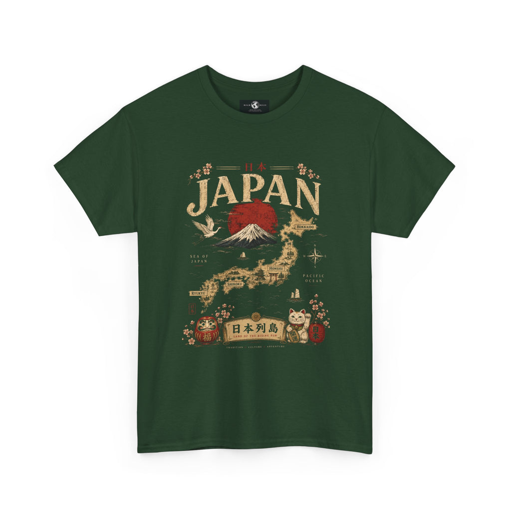 Japan Vintage Graphic Tee — Mount Fuji, Maneki-Neko & Kanji Travel Shirt