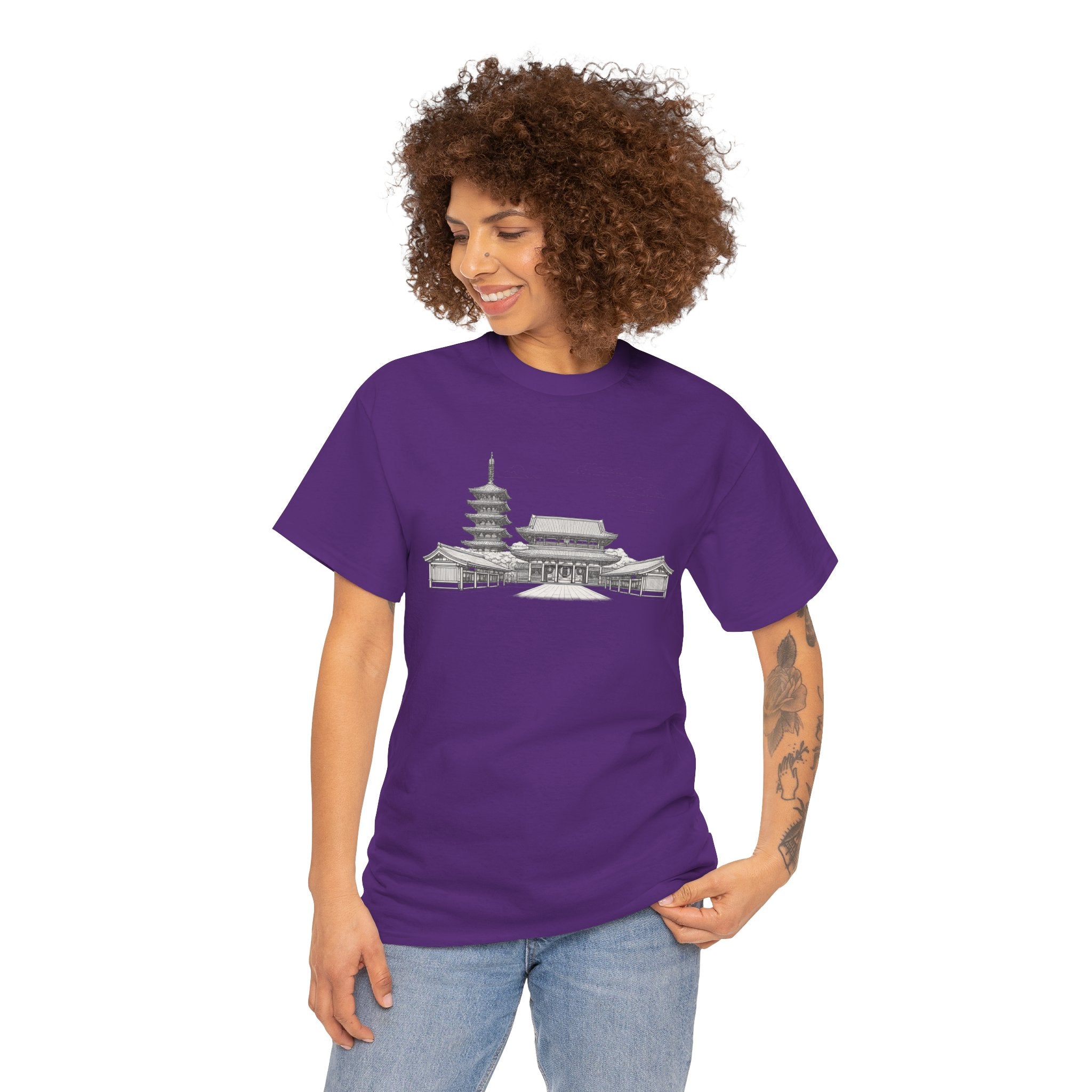 Senso‑ji Temple Outline Tee — Asakusa Japan Travel Graphic Shirt