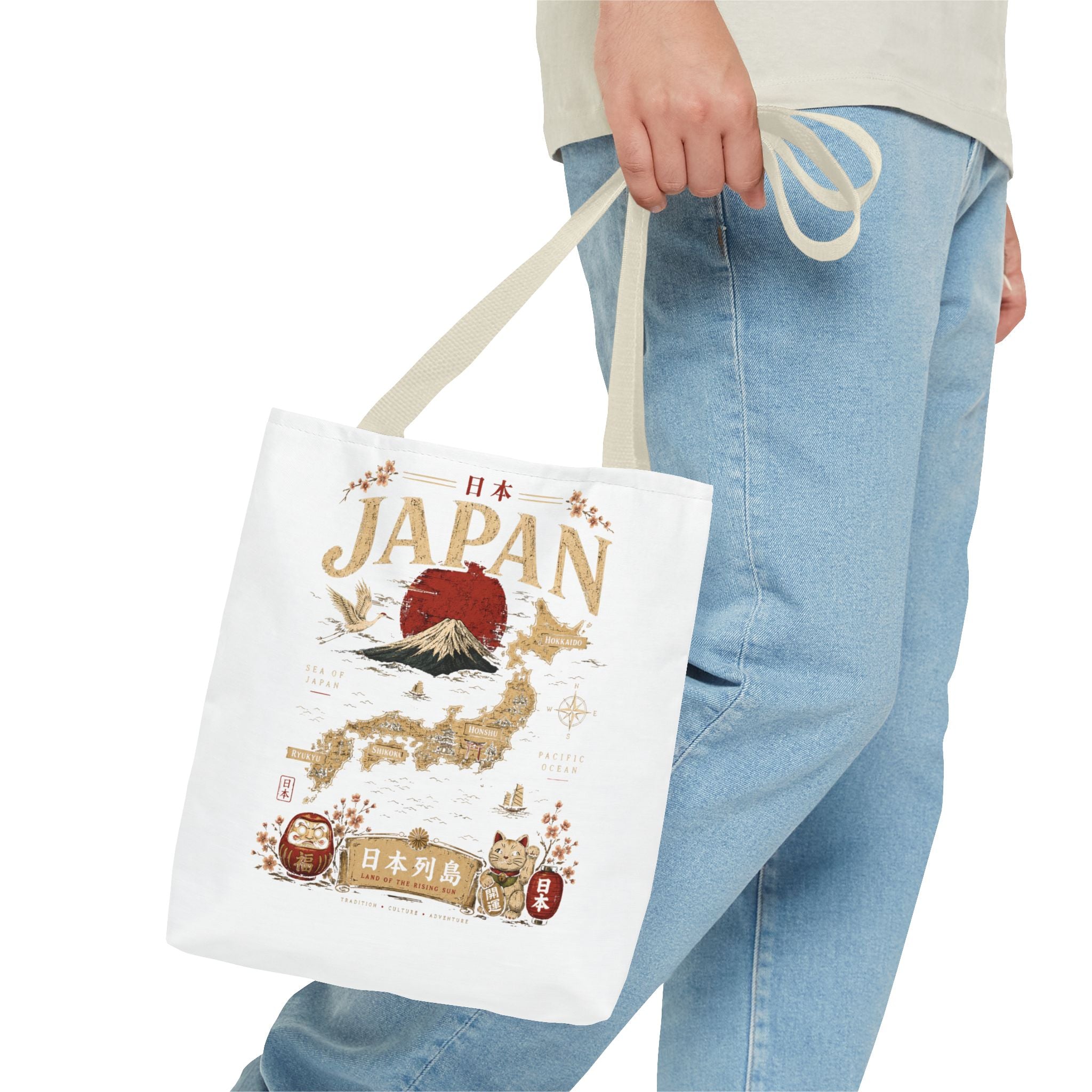 Japan Map Tote Bag – Mount Fuji & Rising Sun Travel Tote
