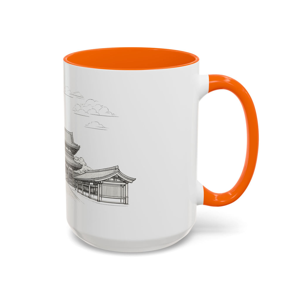 Senso-ji Temple Accent Coffee Mug — Asakusa Japan Minimal Outline Design (11/15oz)