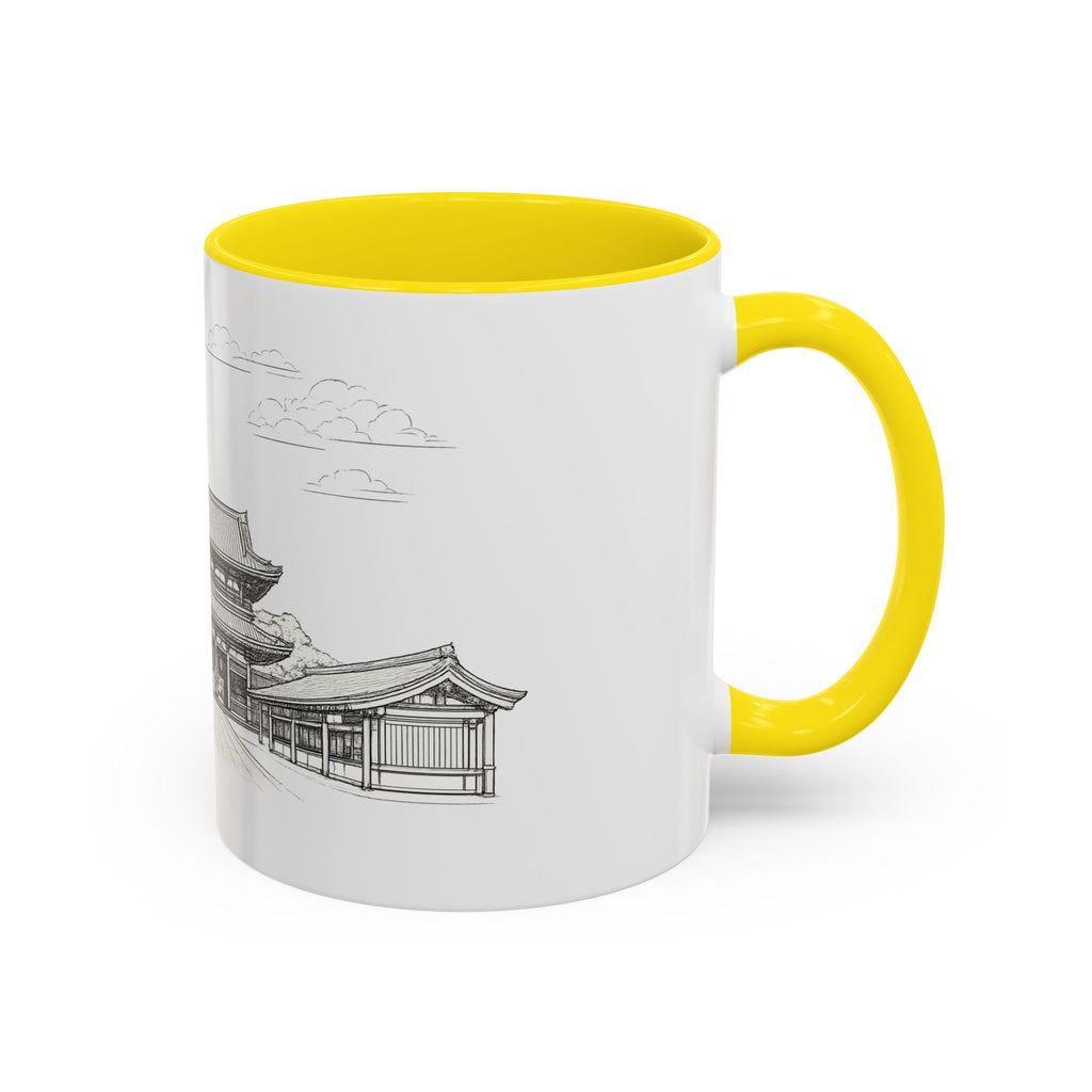 Senso-ji Temple Accent Coffee Mug — Asakusa Japan Minimal Outline Design (11/15oz)