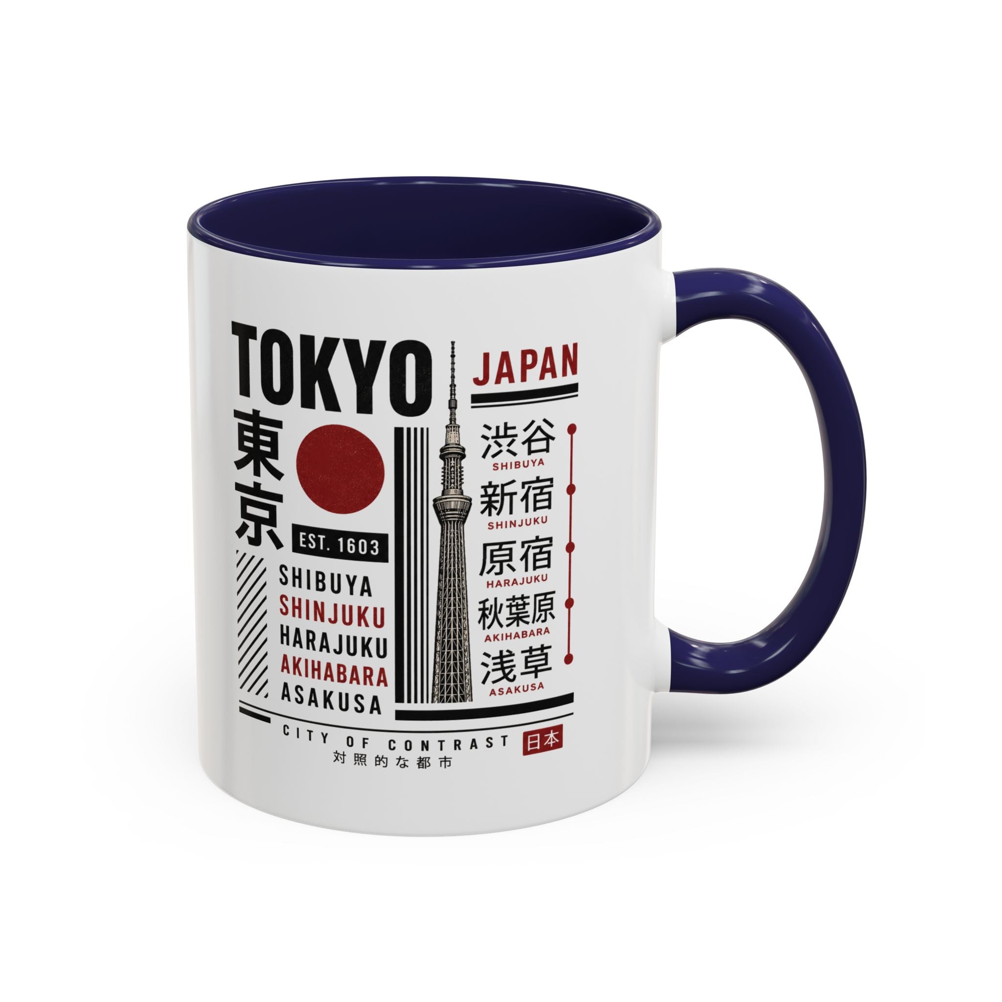 Tokyo Japan Accent Coffee Mug – Shibuya Shinjuku Harajuku Travel Souvenir (11/15oz)