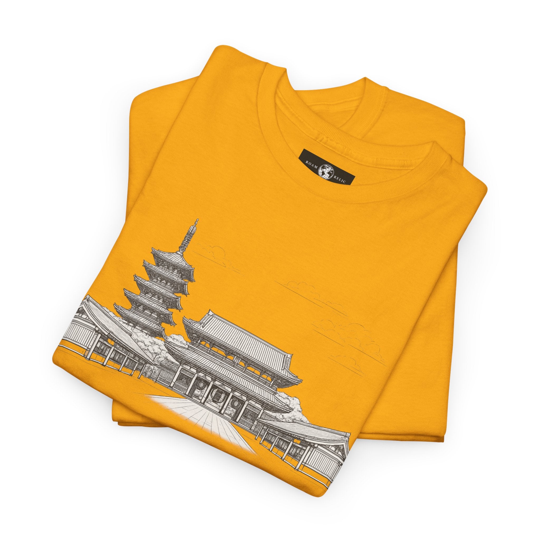 Senso‑ji Temple Outline Tee — Asakusa Japan Travel Graphic Shirt