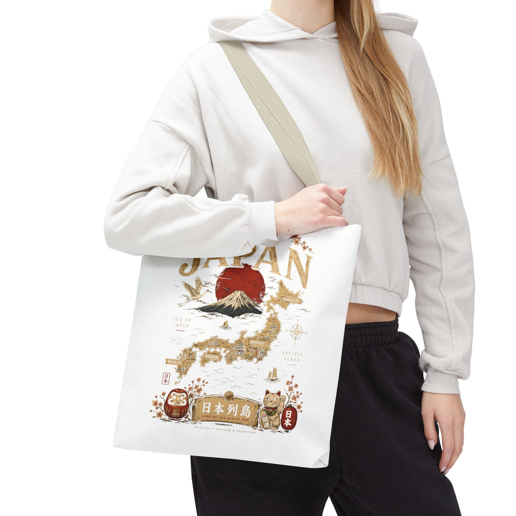Japan Map Tote Bag – Mount Fuji & Rising Sun Travel Tote