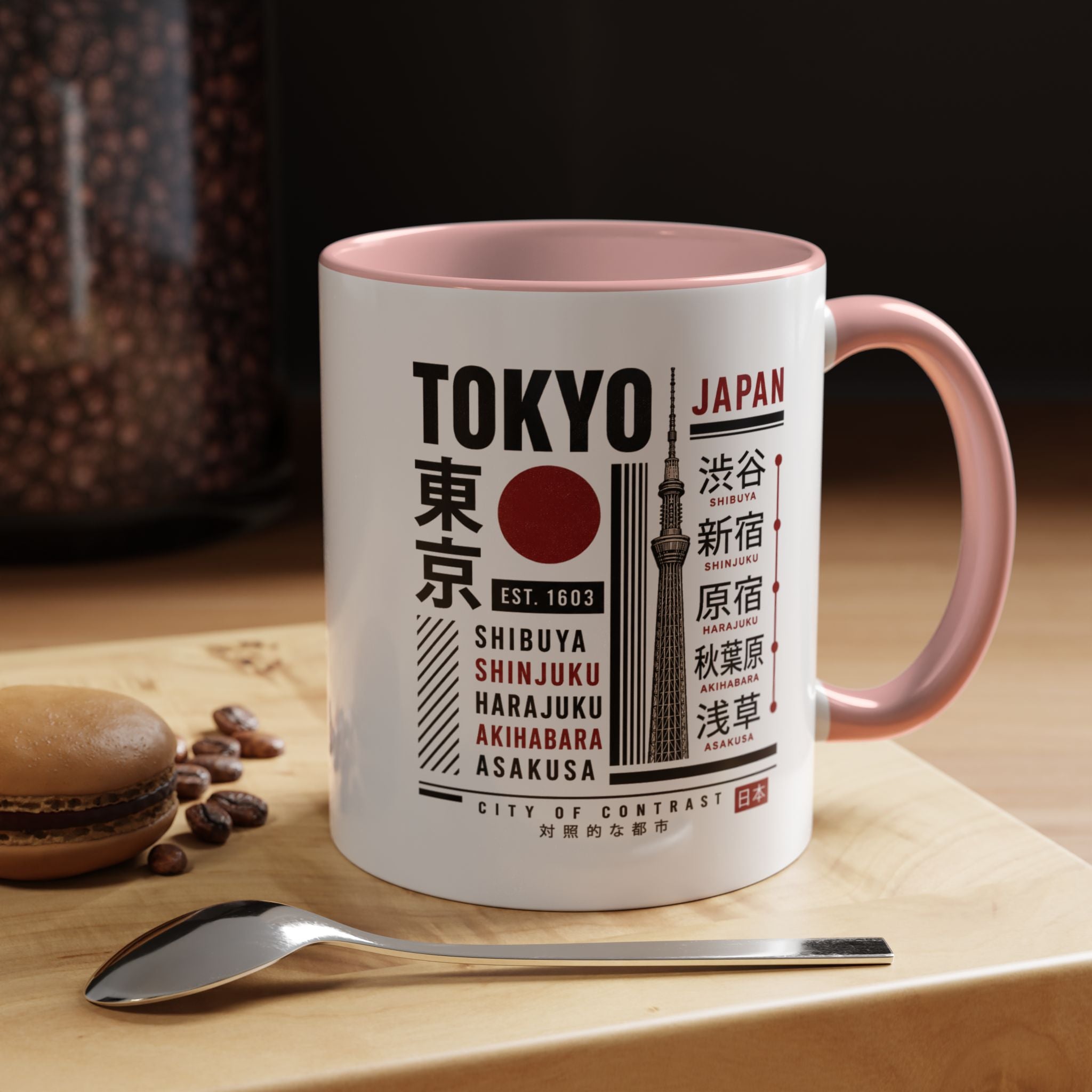 Tokyo Japan Accent Coffee Mug – Shibuya Shinjuku Harajuku Travel Souvenir (11/15oz)