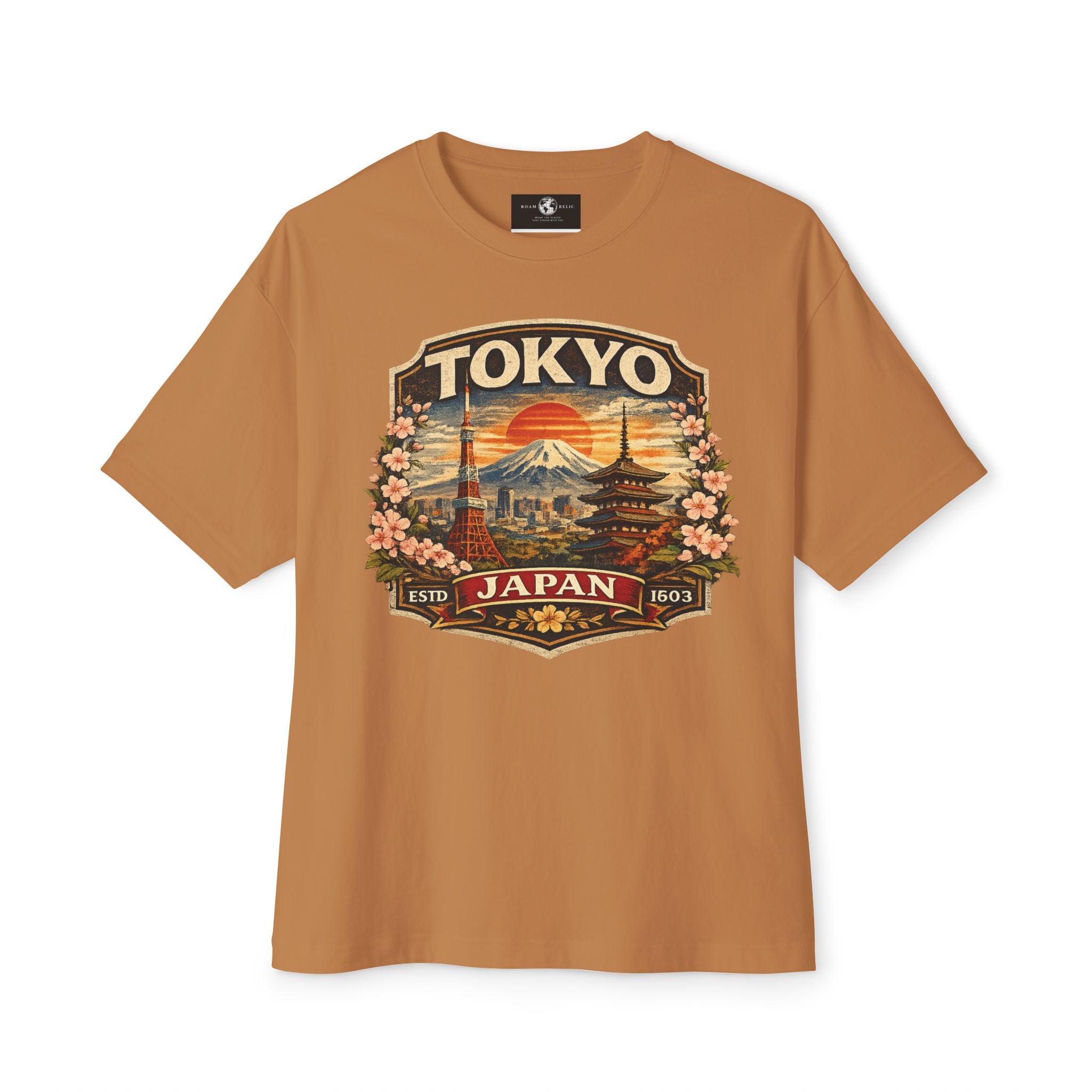 Tokyo Japan Vintage Badge Tee — Retro Mount Fuji & Sakura Graphic T-Shirt
