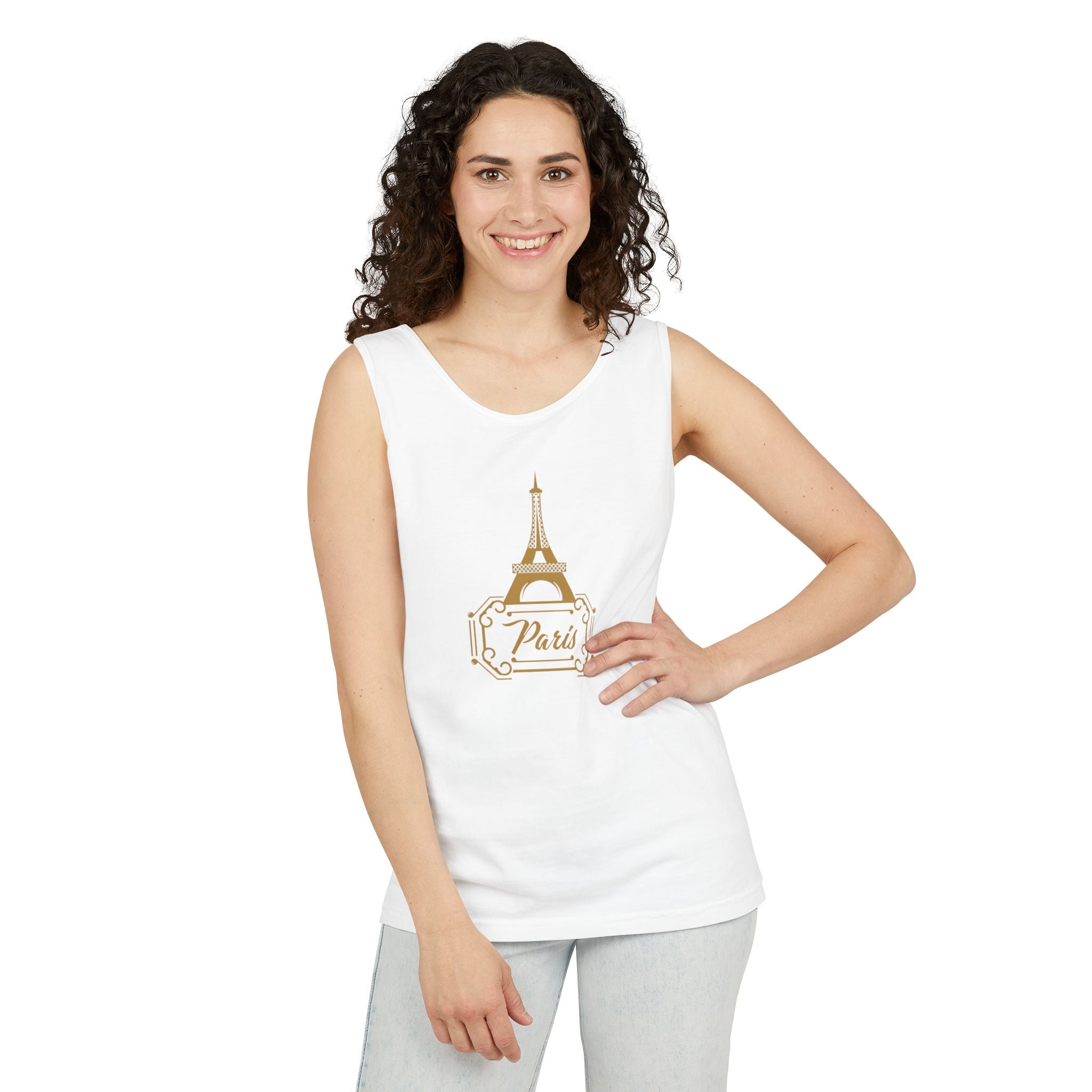 Paris Eiffel Tower Tank Top — Elegant Gold Paris Graphic
