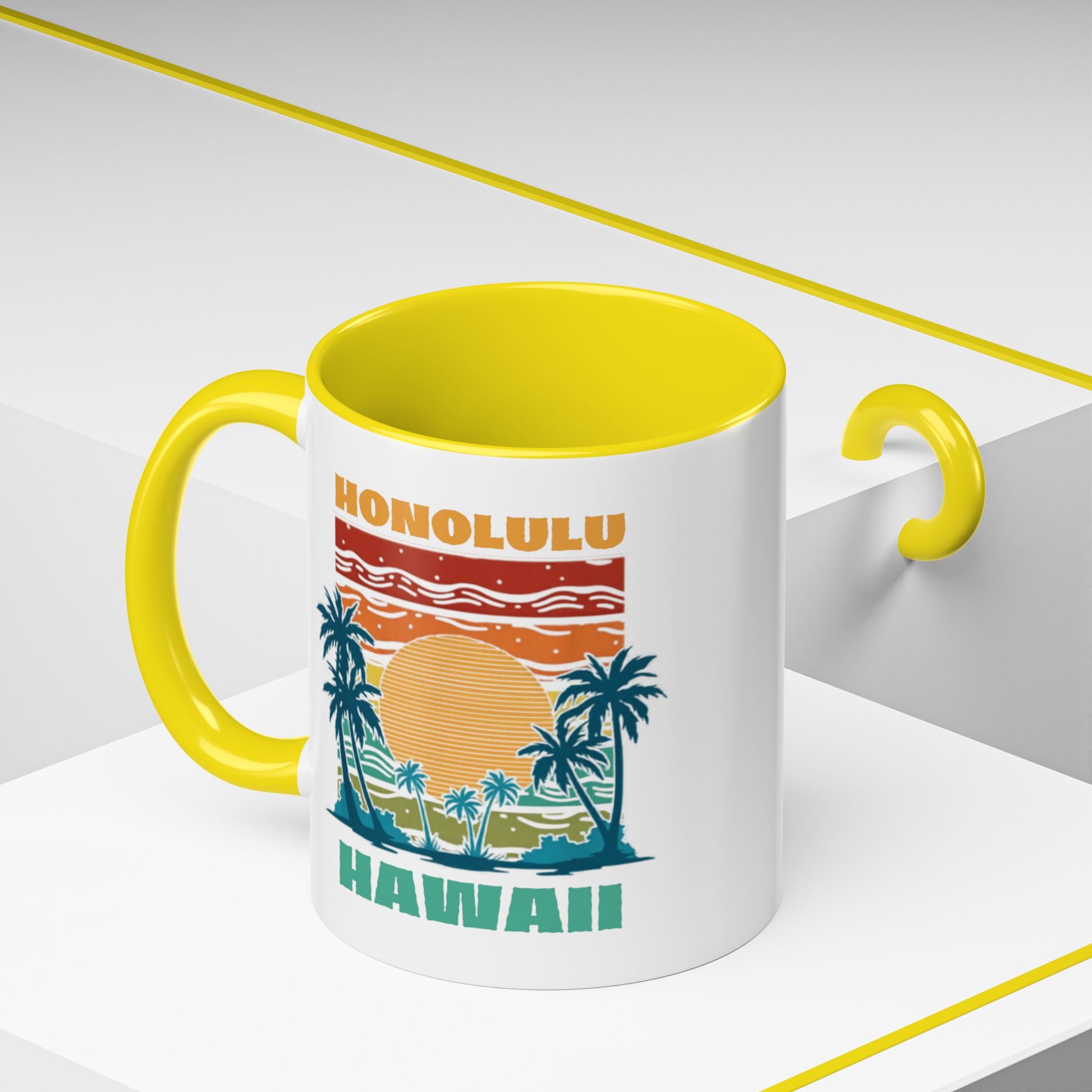 Honolulu Hawaii Vintage Sunset Coffee Mug (11/15oz)