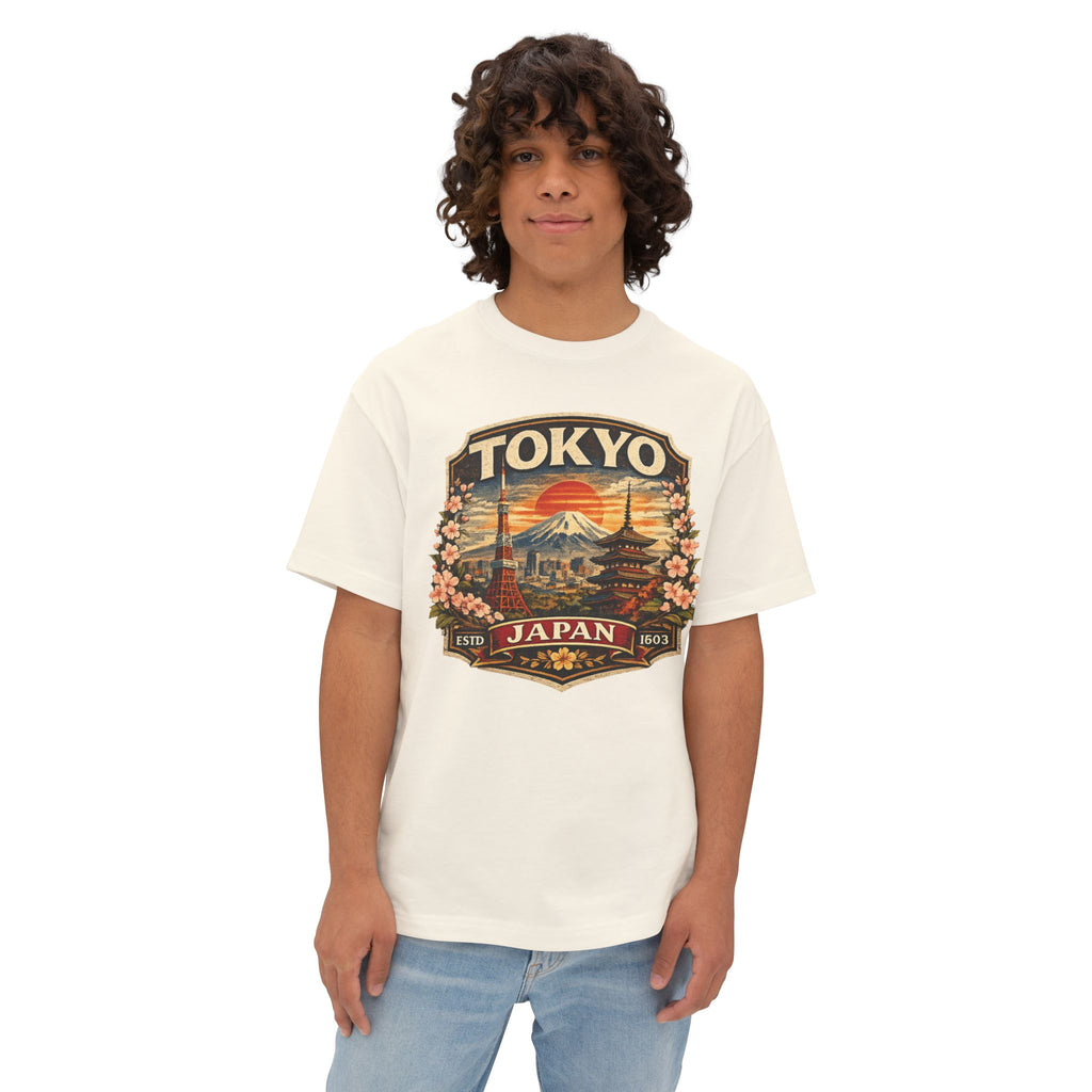 Tokyo Japan Vintage Badge Tee — Retro Mount Fuji & Sakura Graphic T-Shirt