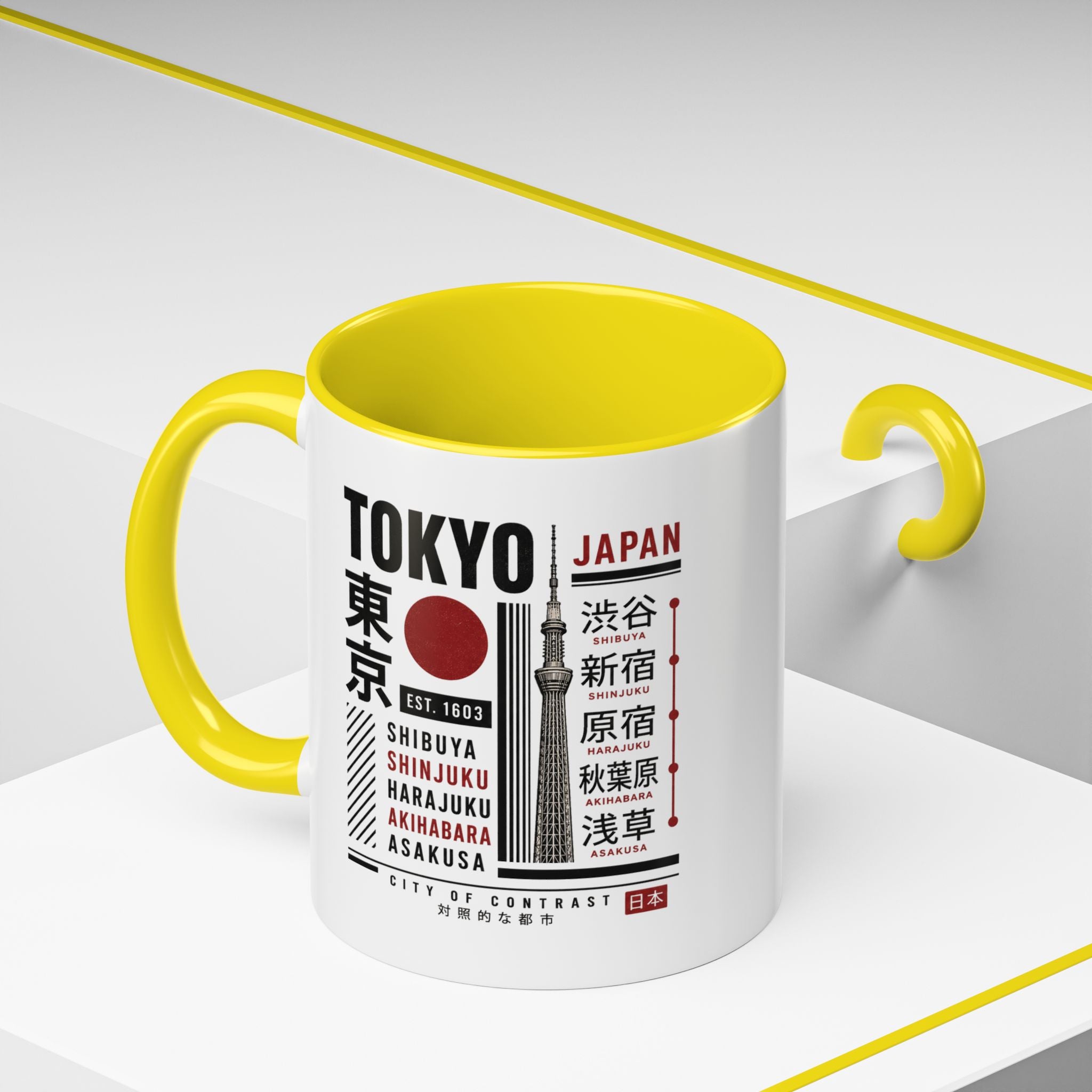 Tokyo Japan Accent Coffee Mug – Shibuya Shinjuku Harajuku Travel Souvenir (11/15oz)