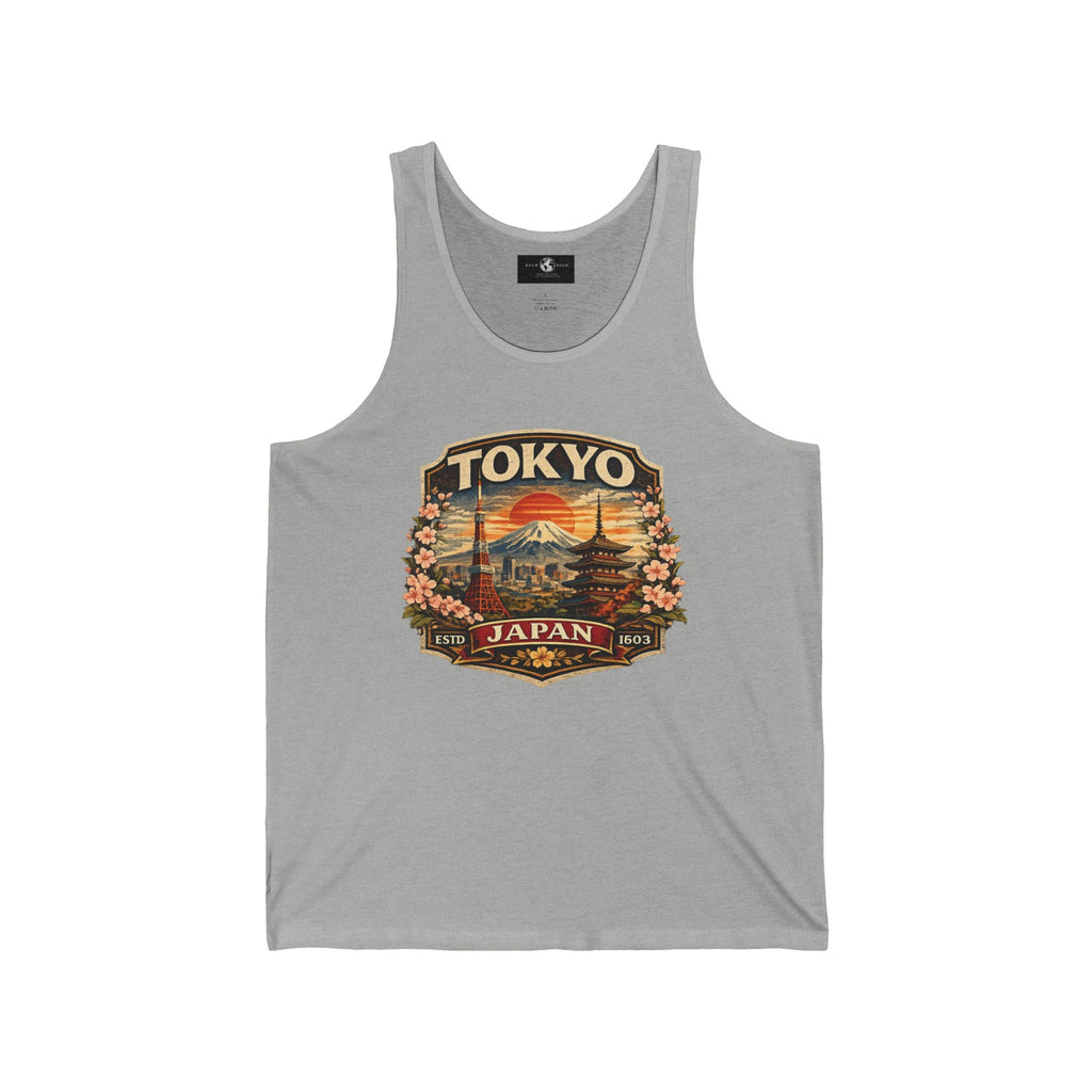 Tokyo Japan Vintage Travel Tank Top — Retro Mt. Fuji & Cherry Blossom Graphic