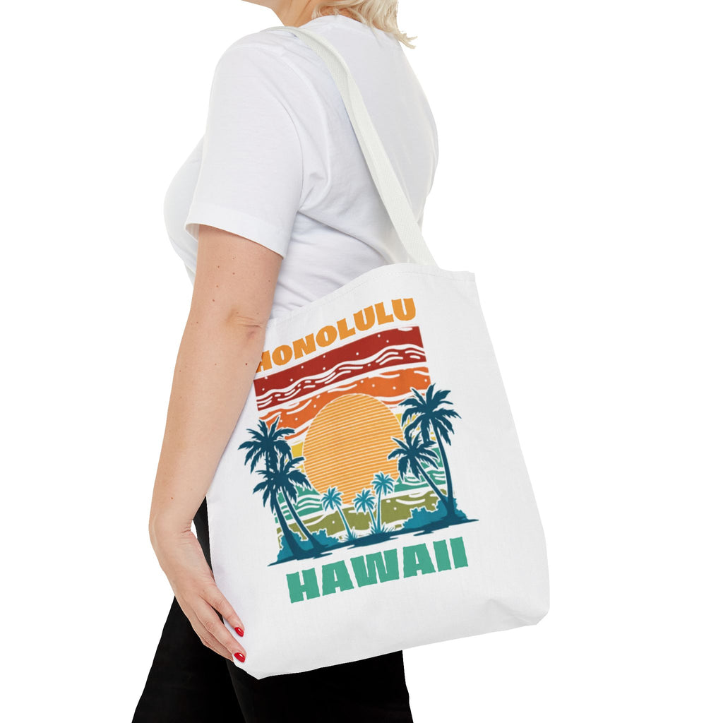 Honolulu Hawaii Sunset Tote Bag – Vintage Palm Beach Vacation Tote